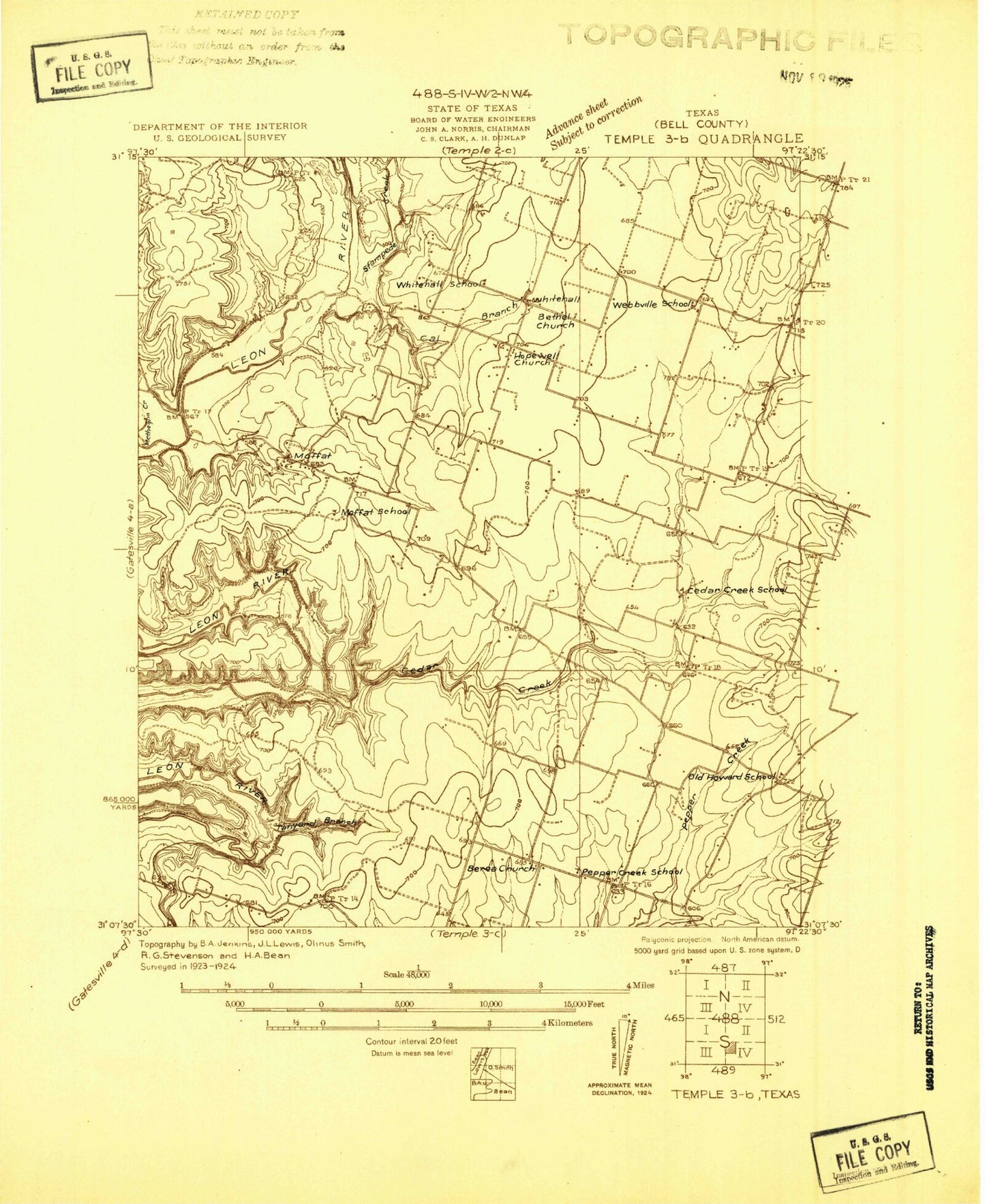 Classic USGS Moffat Texas 7.5'x7.5' Topo Map Image