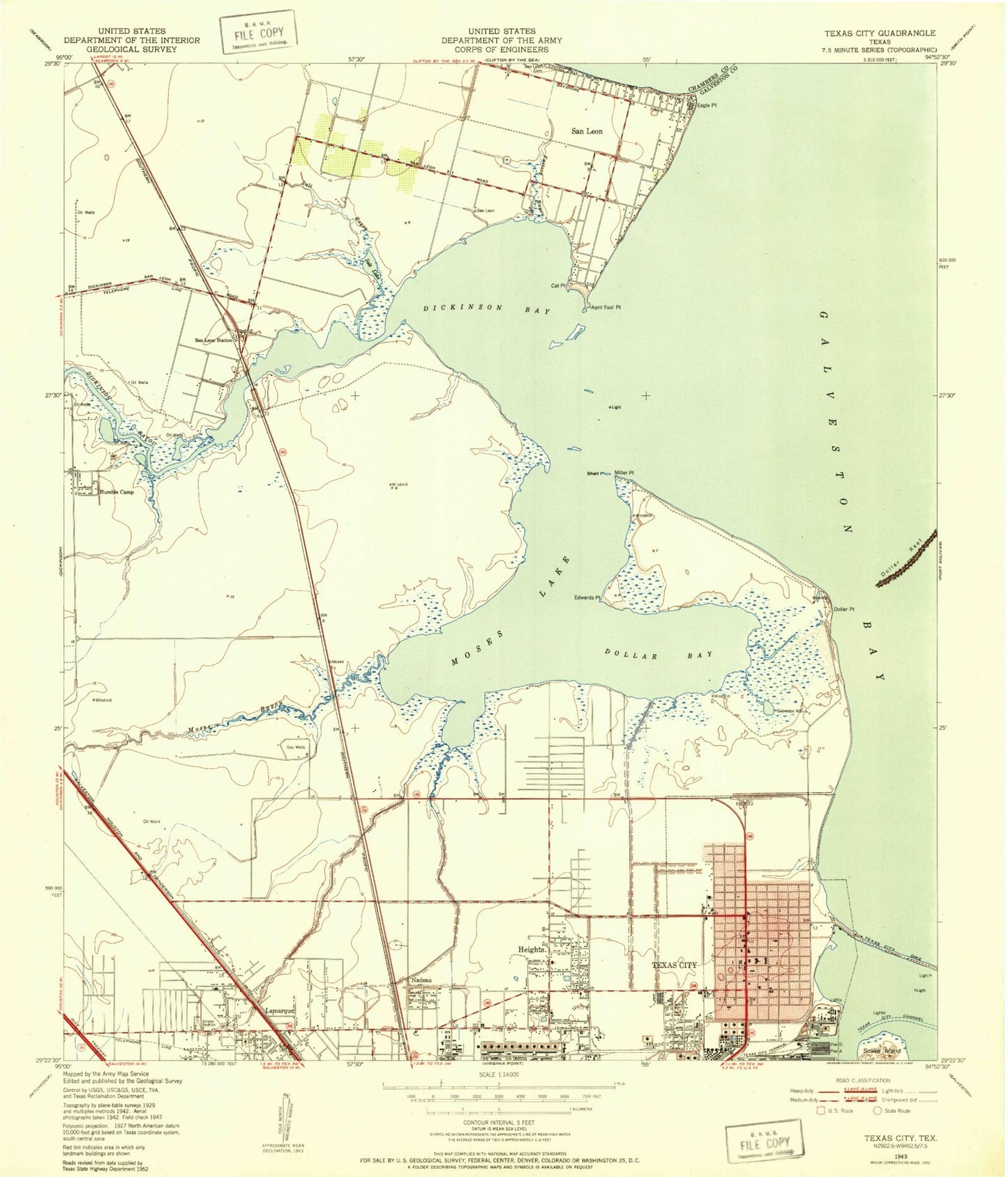 Classic USGS Texas City Texas 7.5'x7.5' Topo Map Image