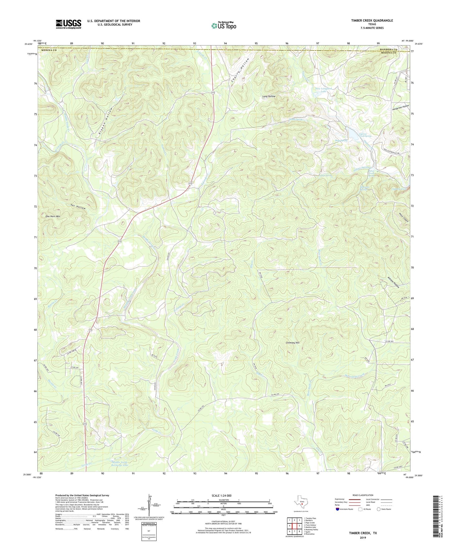 Timber Creek Texas US Topo Map Image