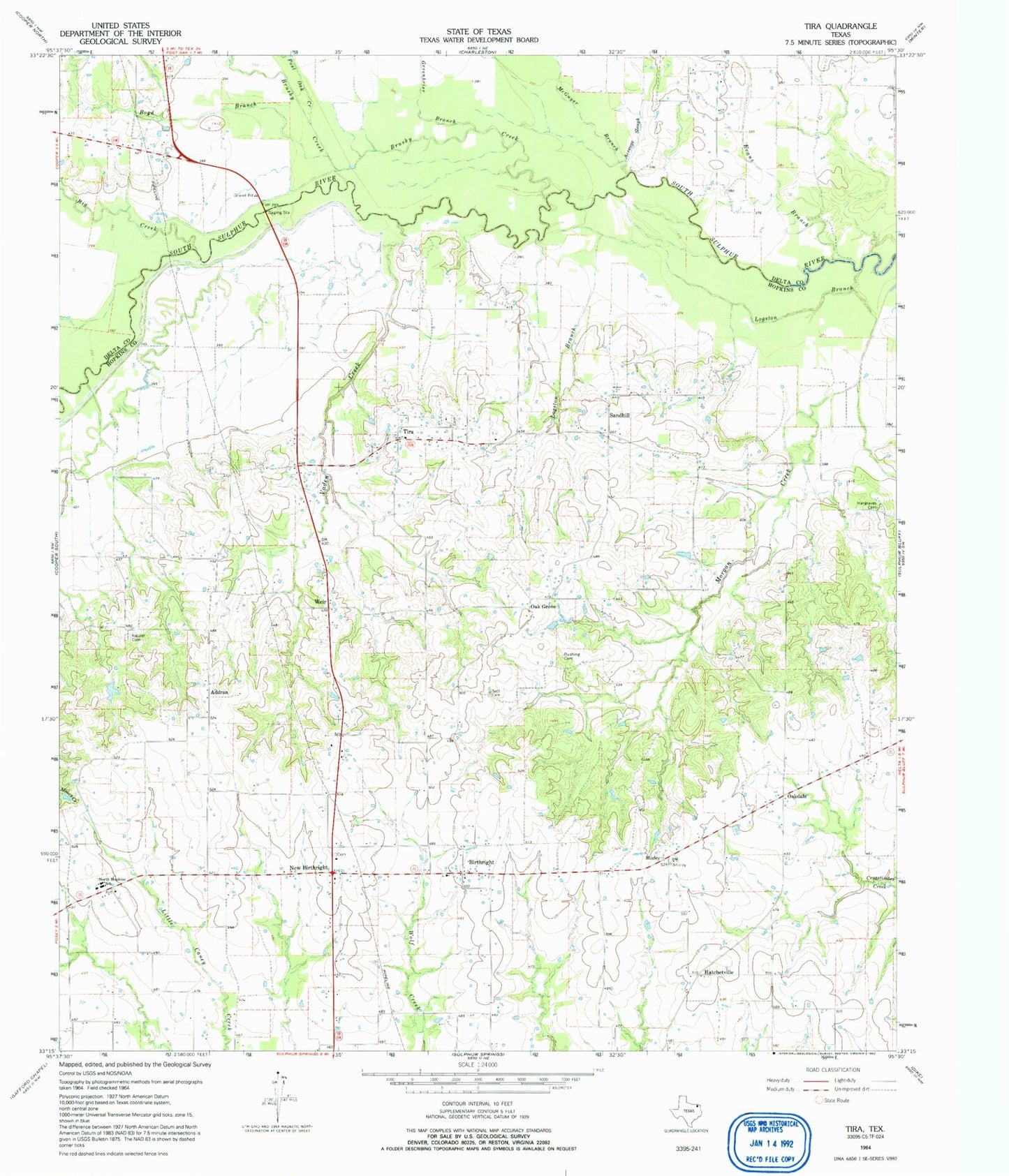 Classic USGS Tira Texas 7.5'x7.5' Topo Map Image