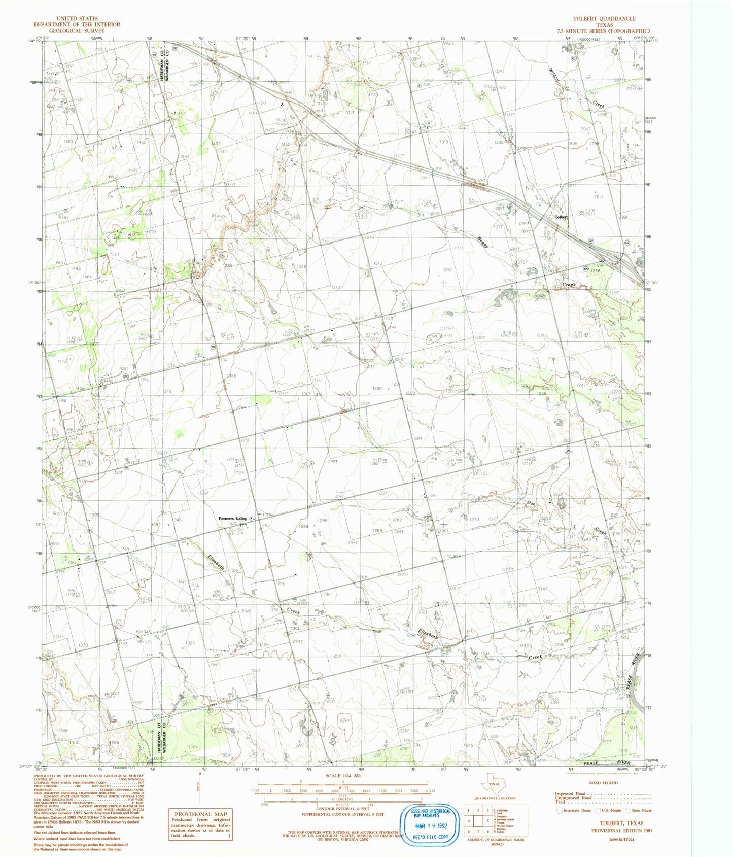 Classic USGS Tolbert Texas 7.5'x7.5' Topo Map Image