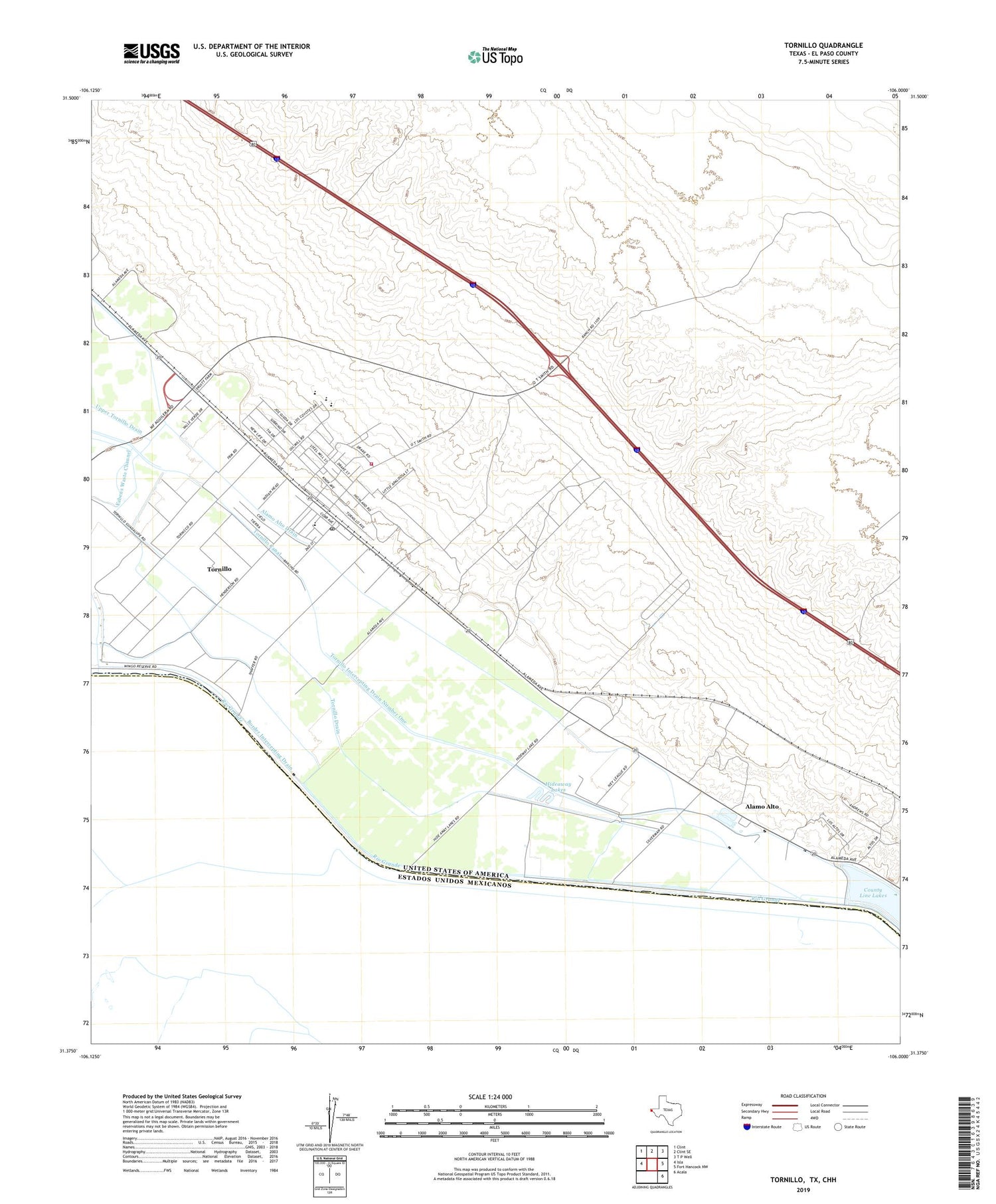 Tornillo Texas US Topo Map Image