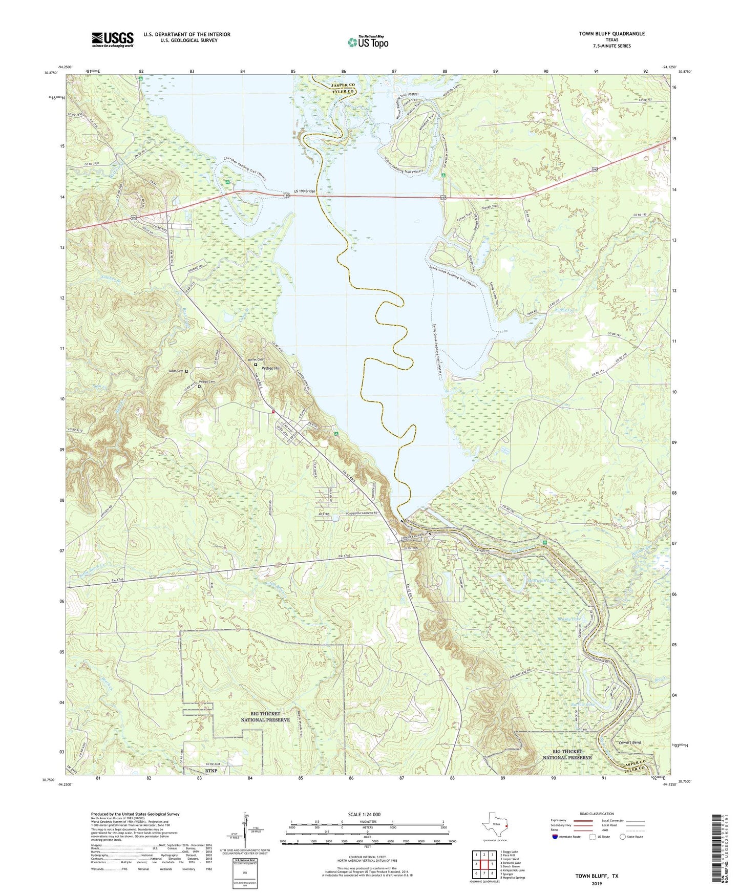 Town Bluff Texas US Topo Map Image