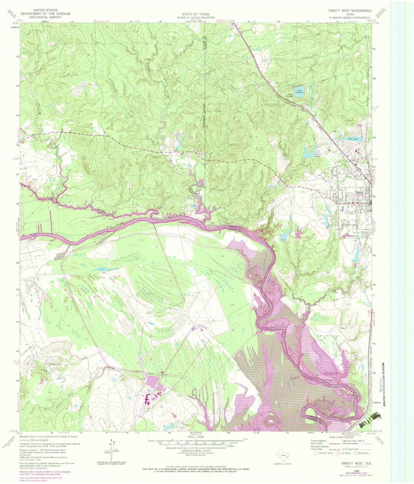 Classic USGS Trinity West Texas 7.5'x7.5' Topo Map Image