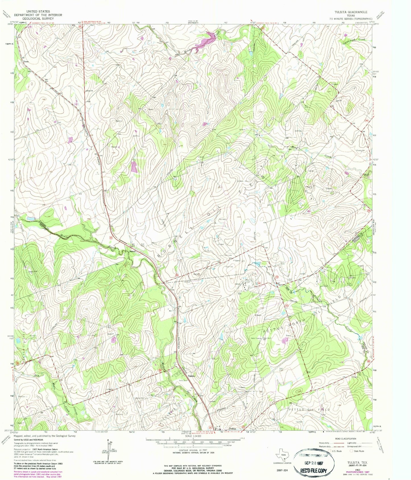 Classic USGS Tulsita Texas 7.5'x7.5' Topo Map Image
