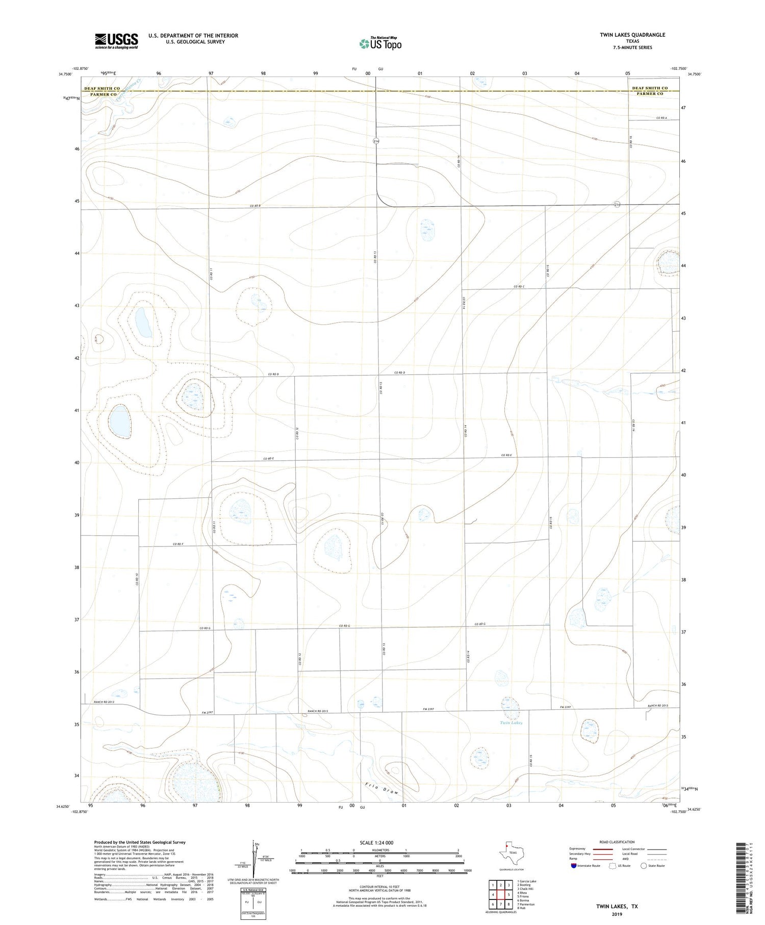 Twin Lakes Texas US Topo Map Image