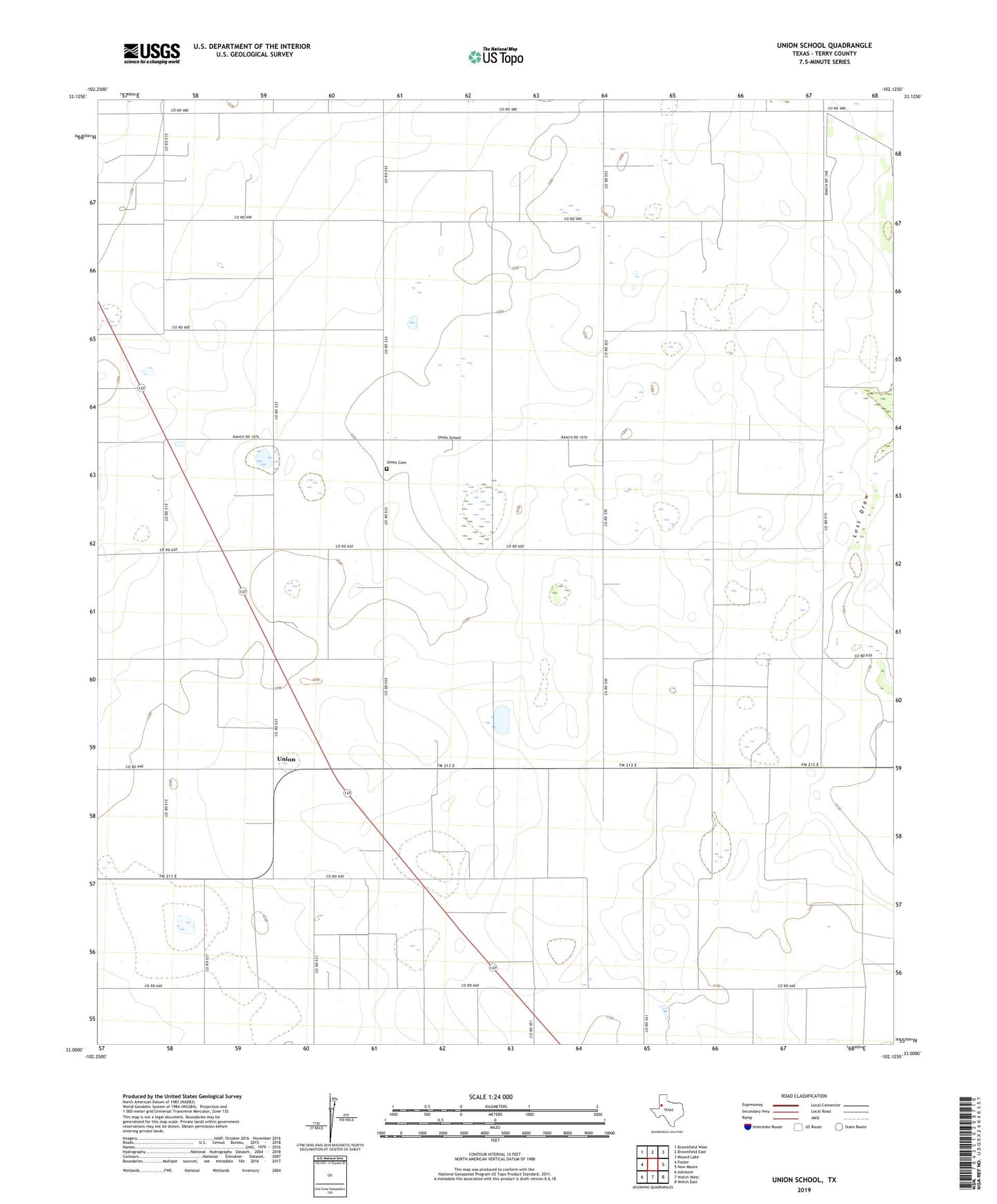 Union School Texas US Topo Map Image