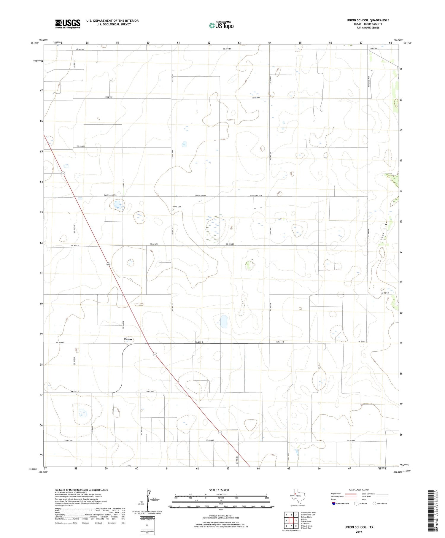 Union School Texas US Topo Map Image