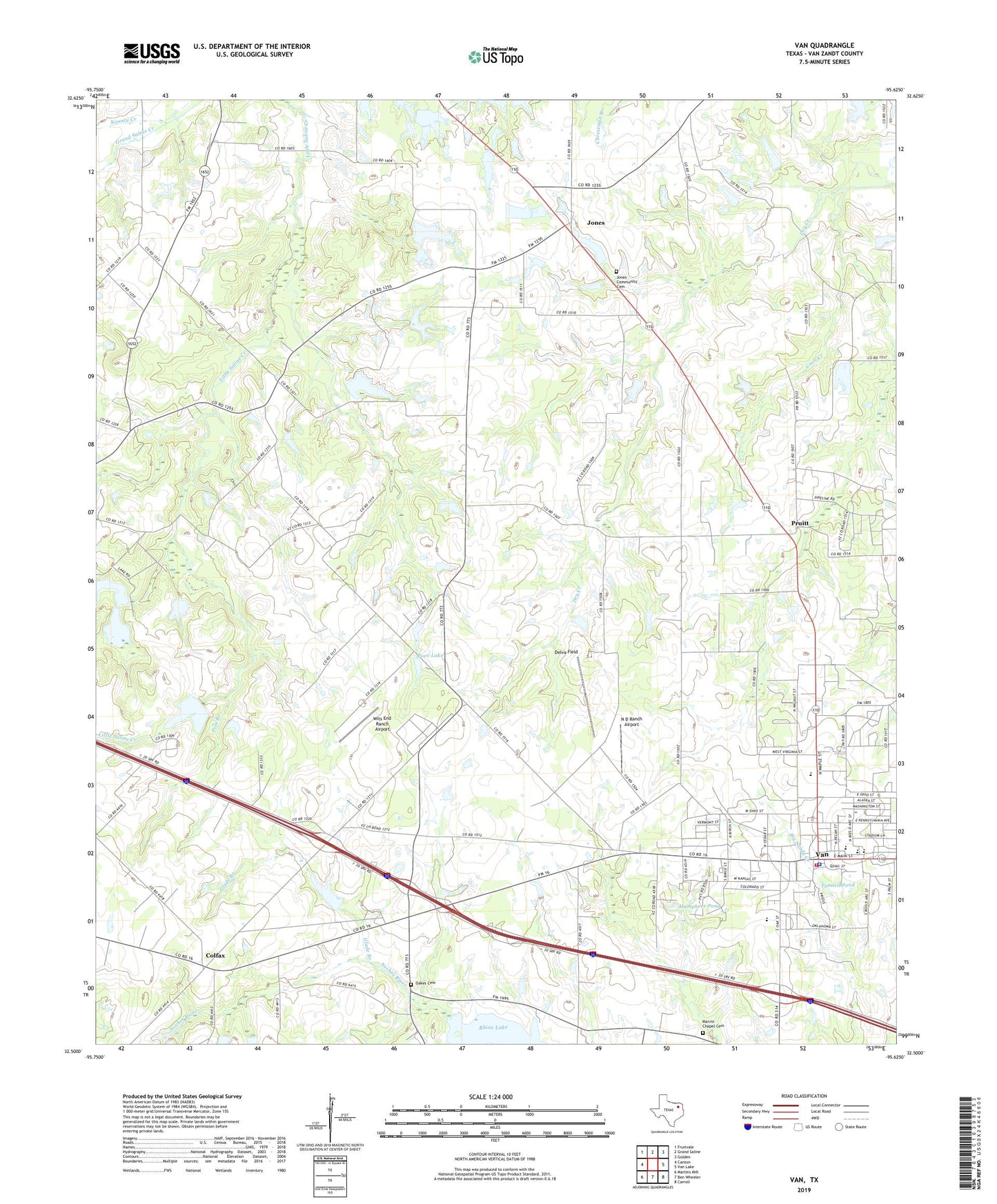 Van Texas US Topo Map Image