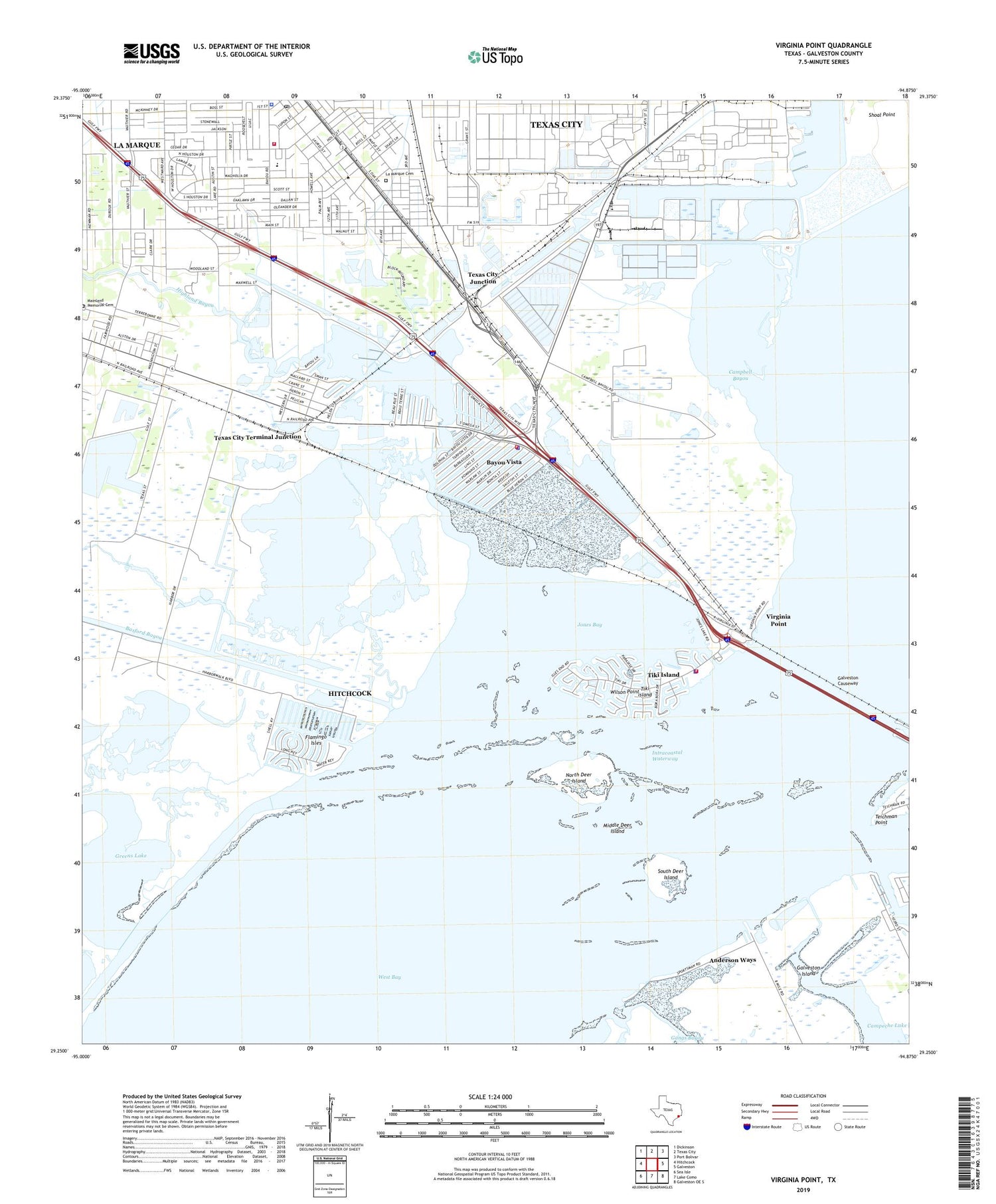 Virginia Point Texas US Topo Map Image