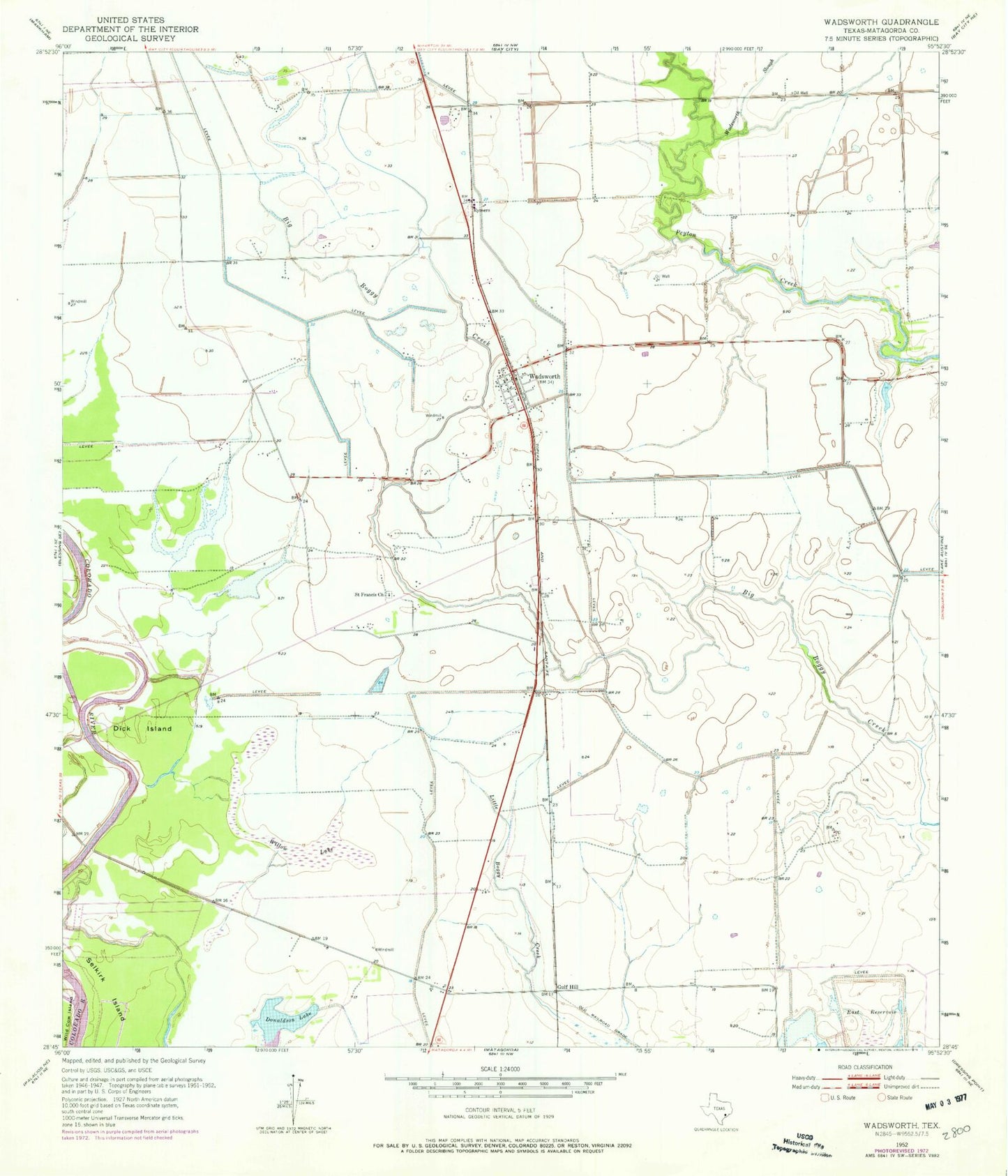 Classic USGS Wadsworth Texas 7.5'x7.5' Topo Map Image