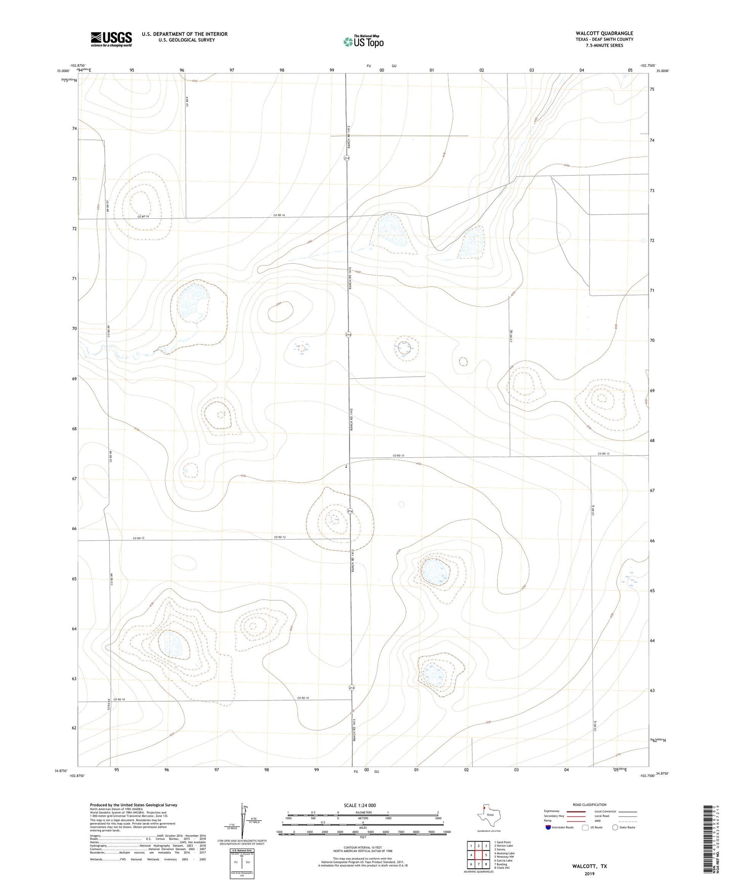 Walcott Texas US Topo Map Image