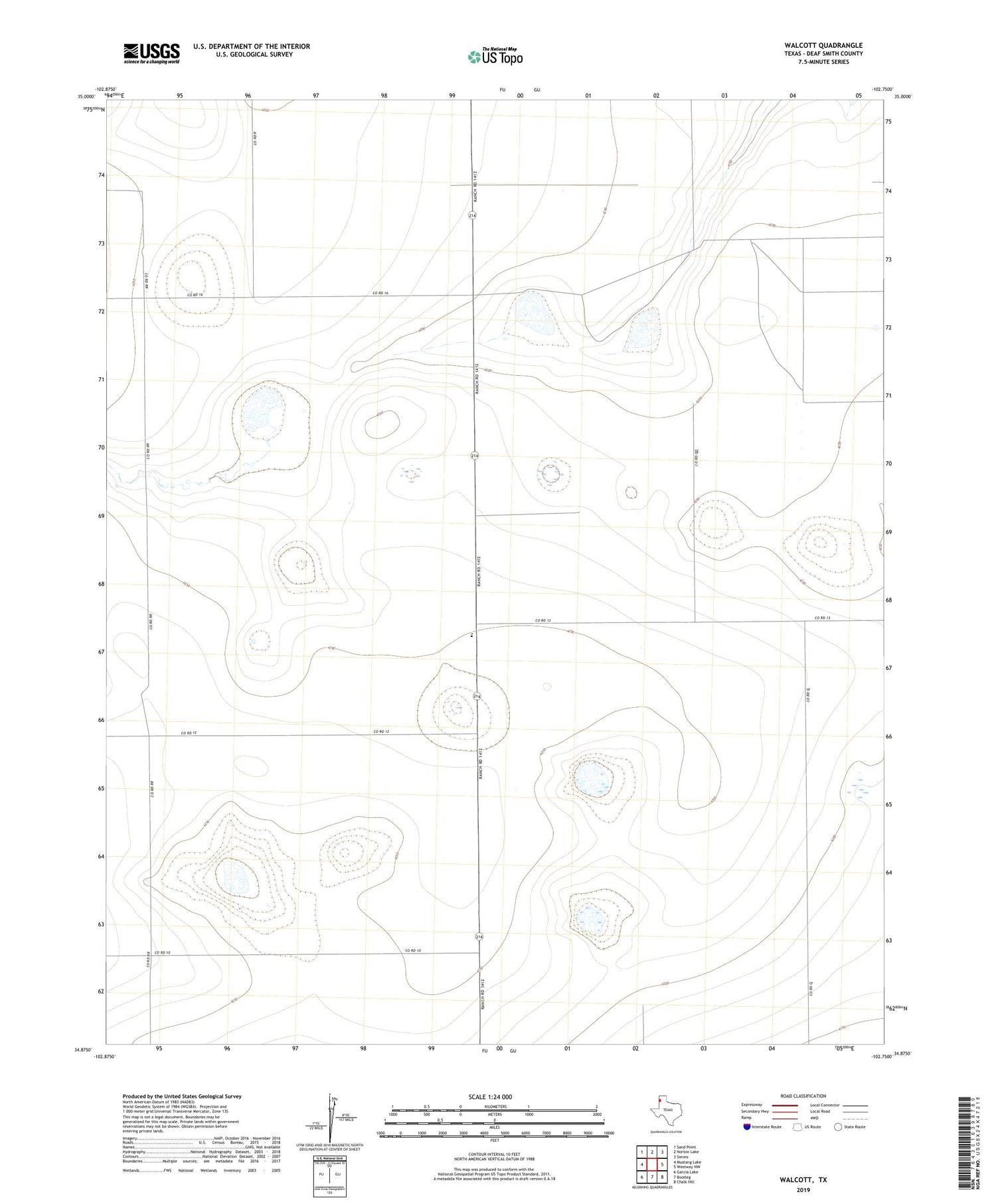Walcott Texas US Topo Map Image