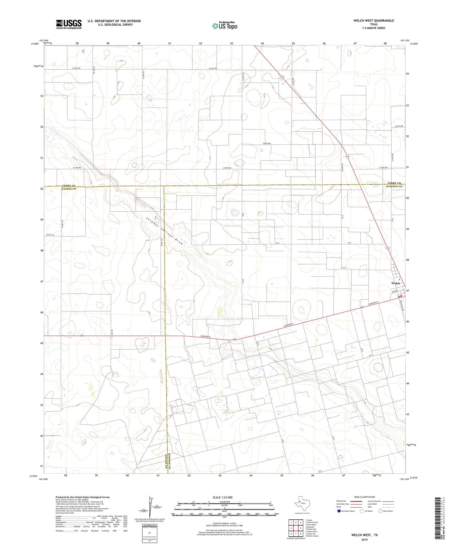 Welch West Texas US Topo Map Image