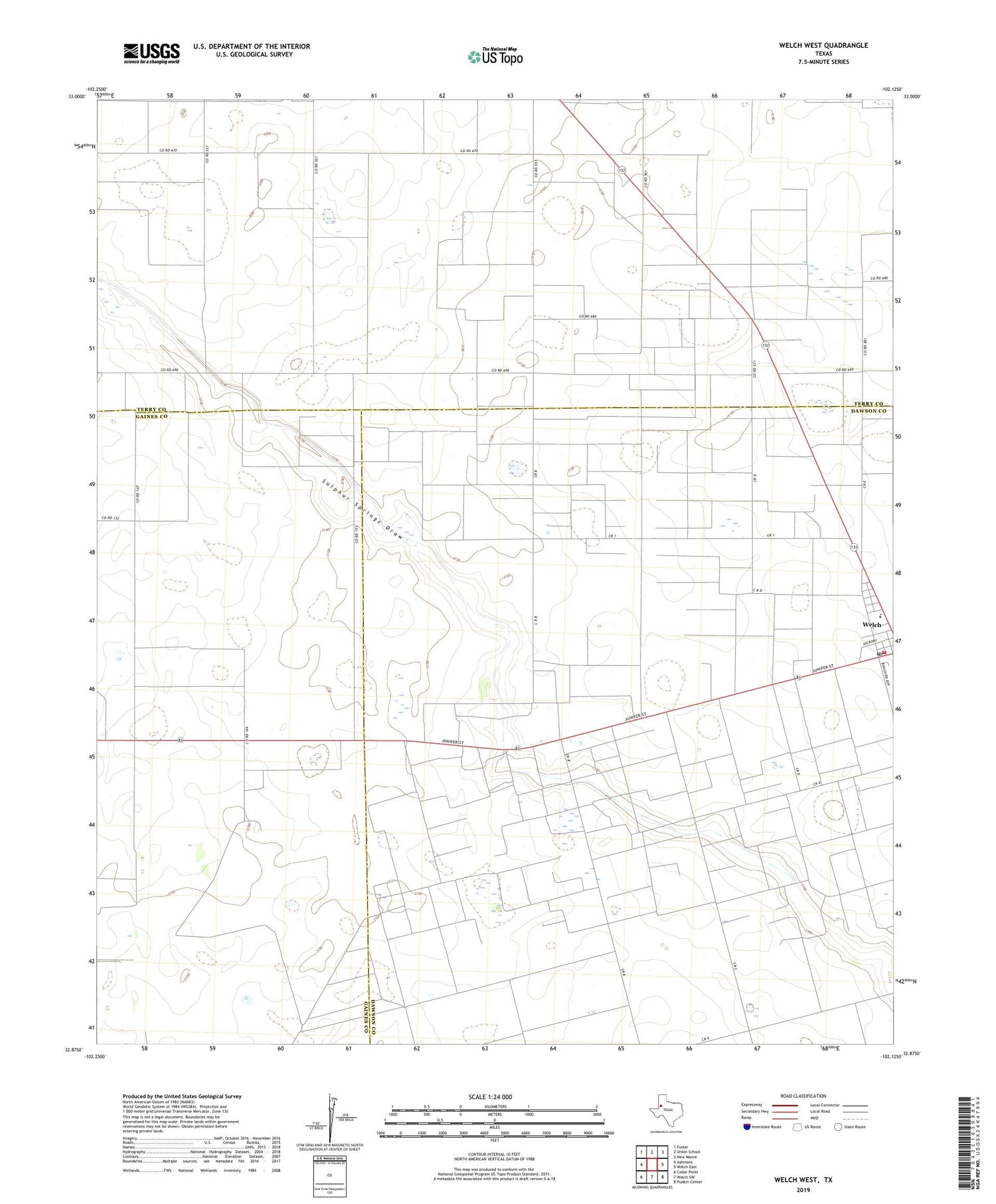 Welch West Texas US Topo Map Image