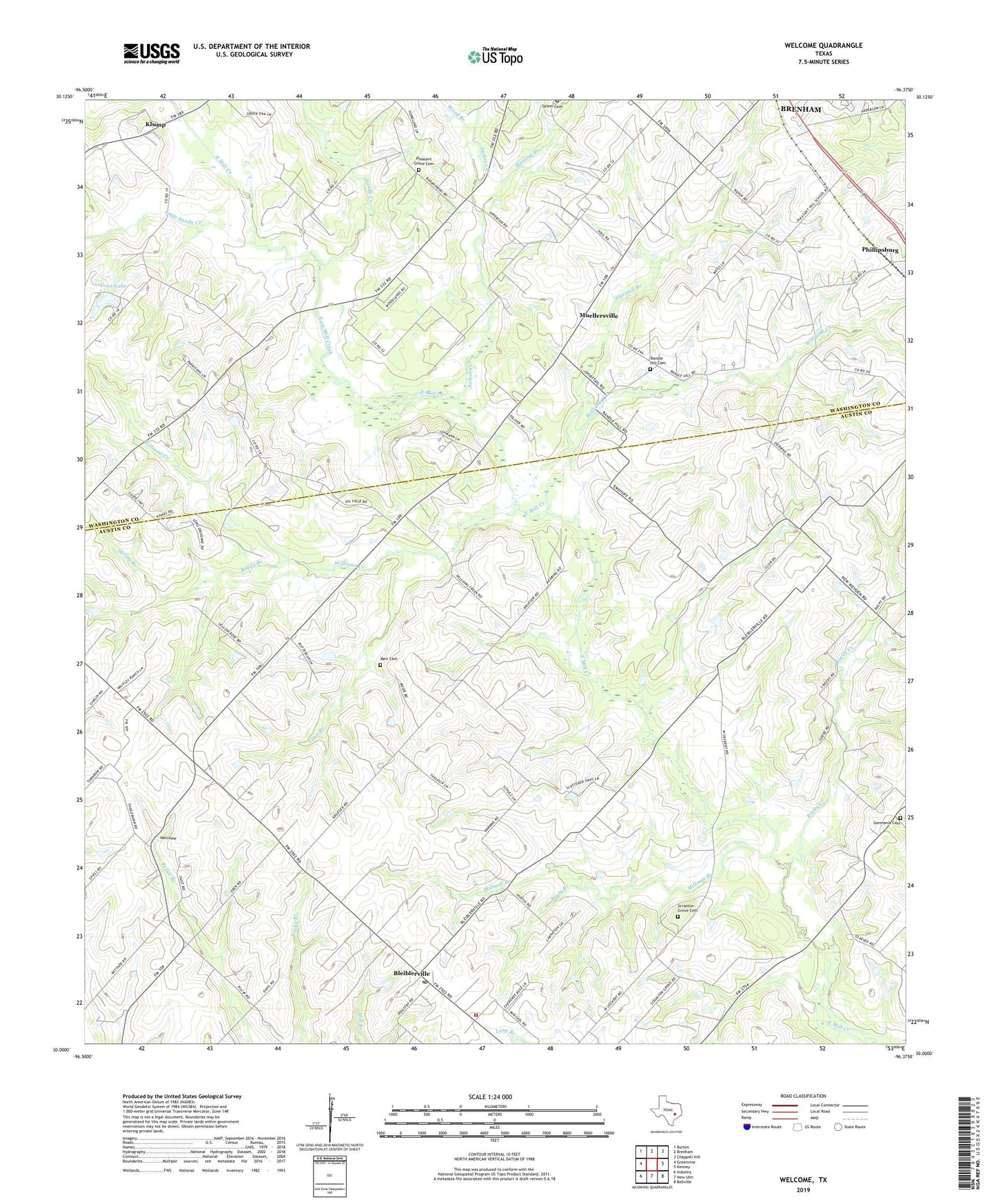 Welcome Texas US Topo Map Image