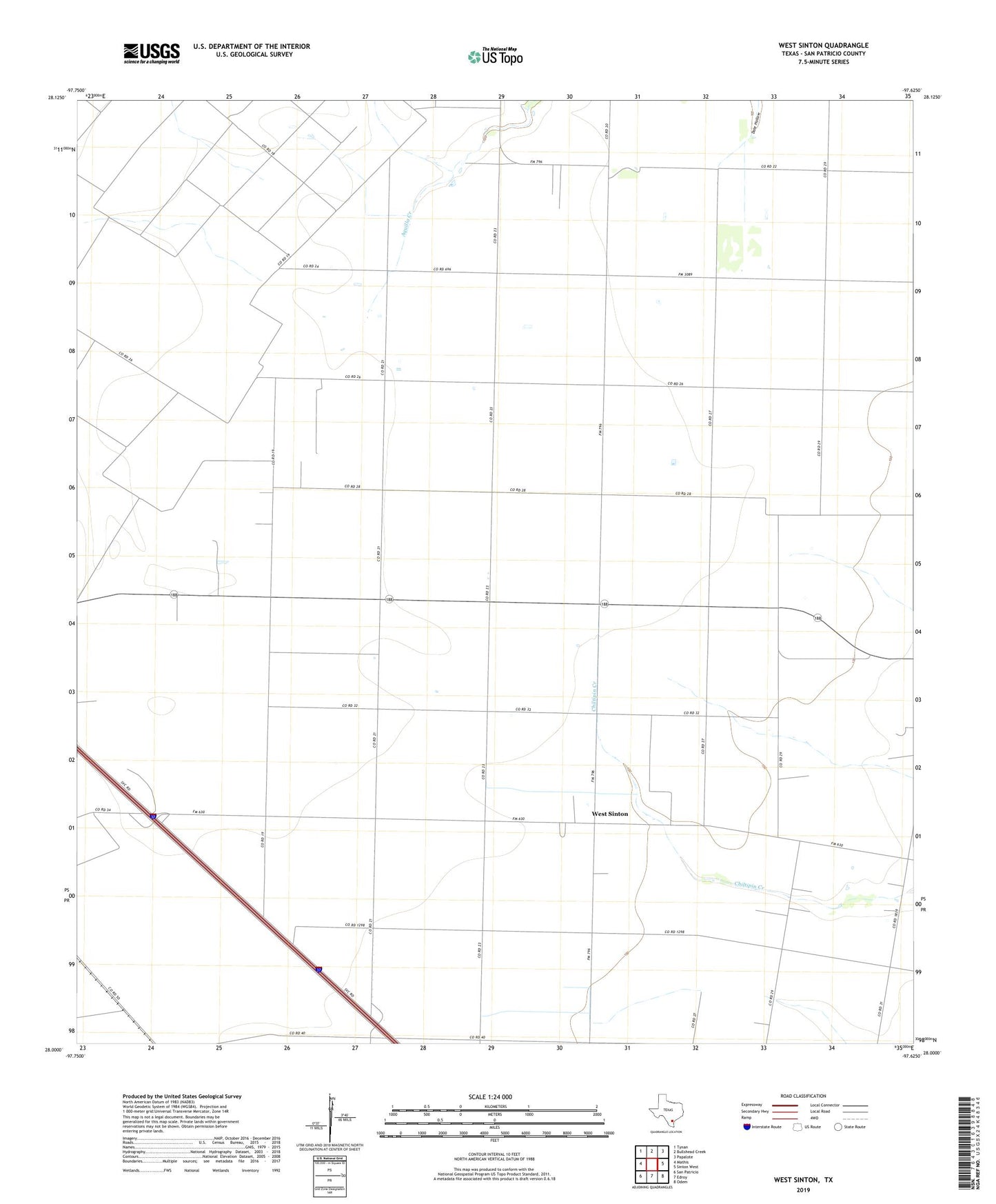 West Sinton Texas US Topo Map Image