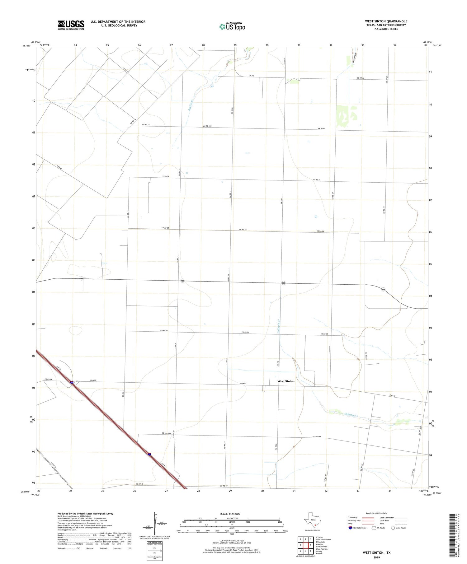 West Sinton Texas US Topo Map Image