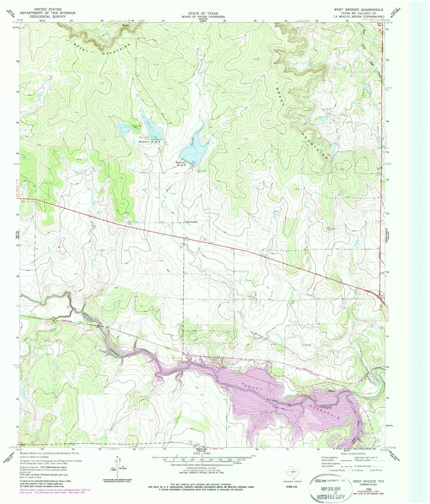 Classic USGS West Sweden Texas 7.5'x7.5' Topo Map Image