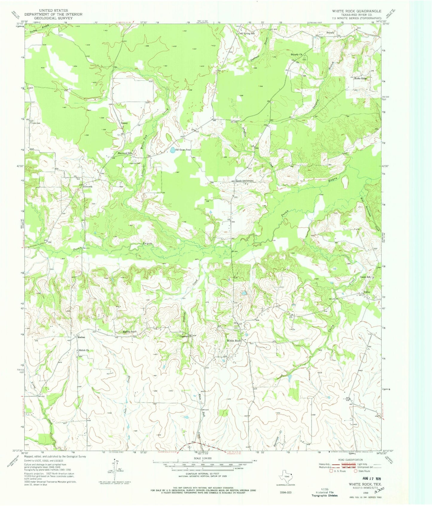 Classic USGS White Rock Texas 7.5'x7.5' Topo Map Image