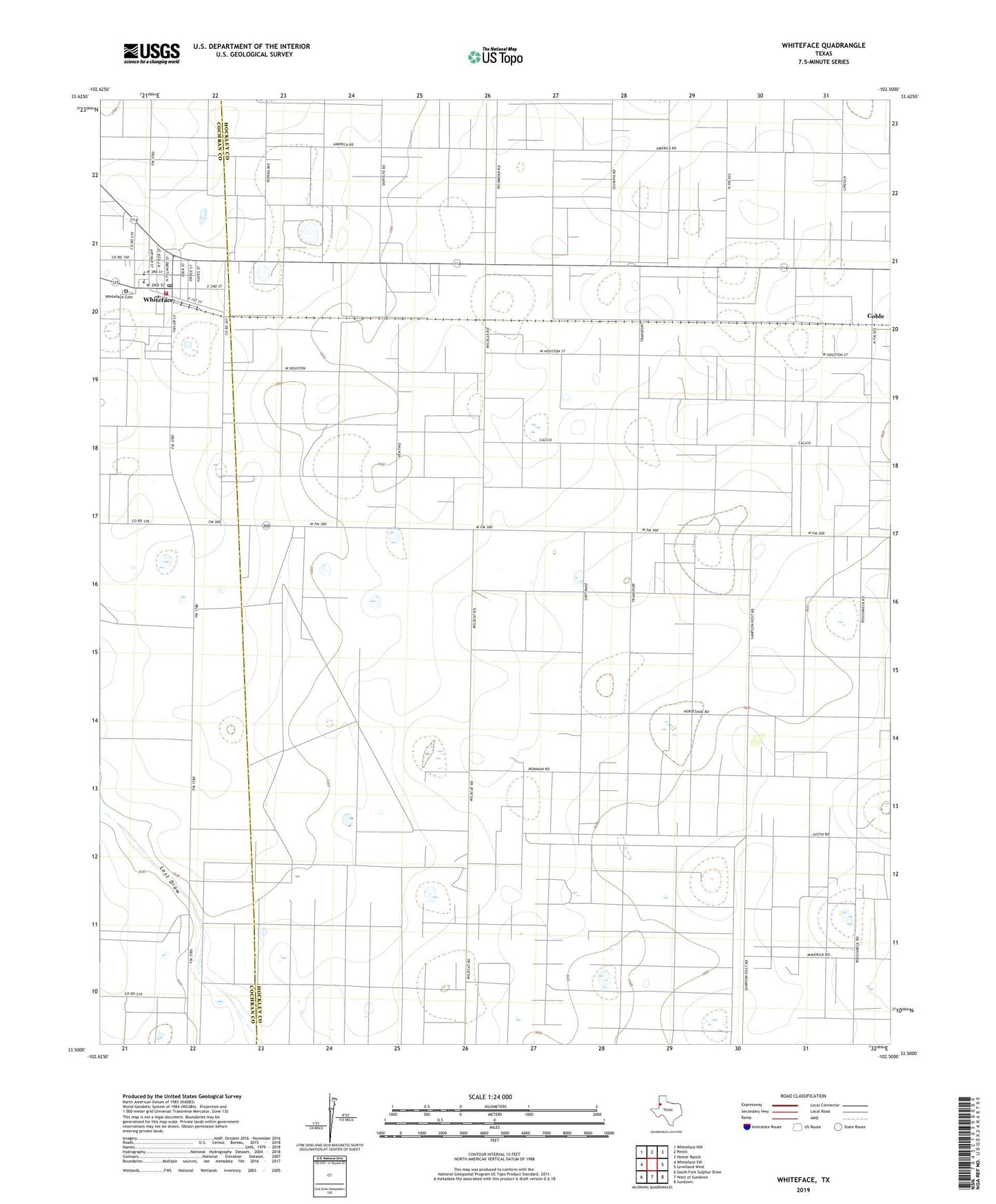 Whiteface Texas US Topo Map Image
