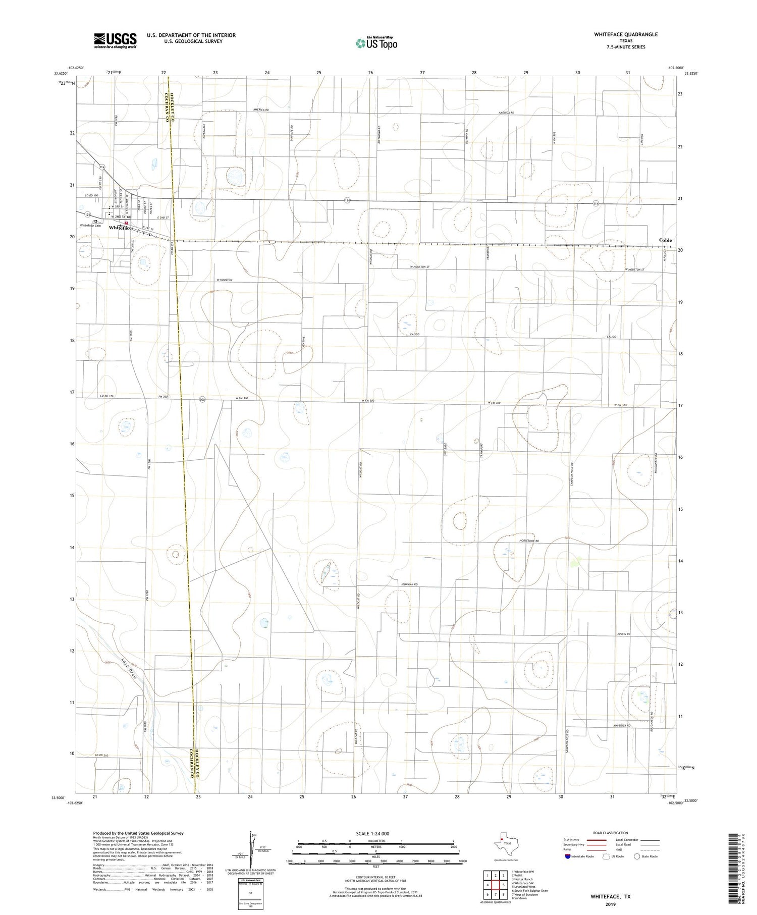 Whiteface Texas US Topo Map Image