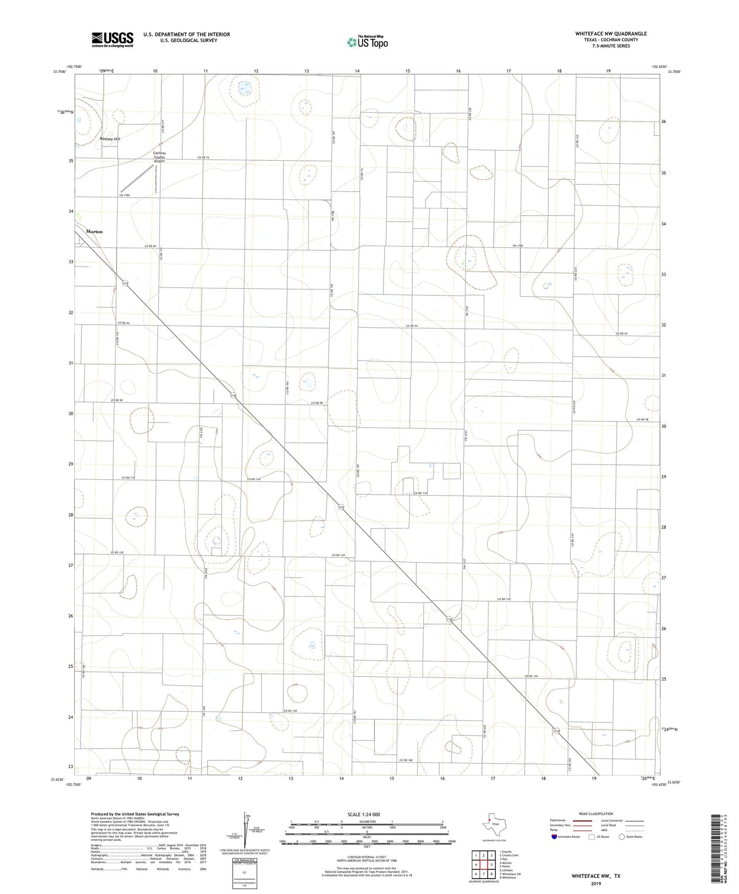 Whiteface NW Texas US Topo Map Image