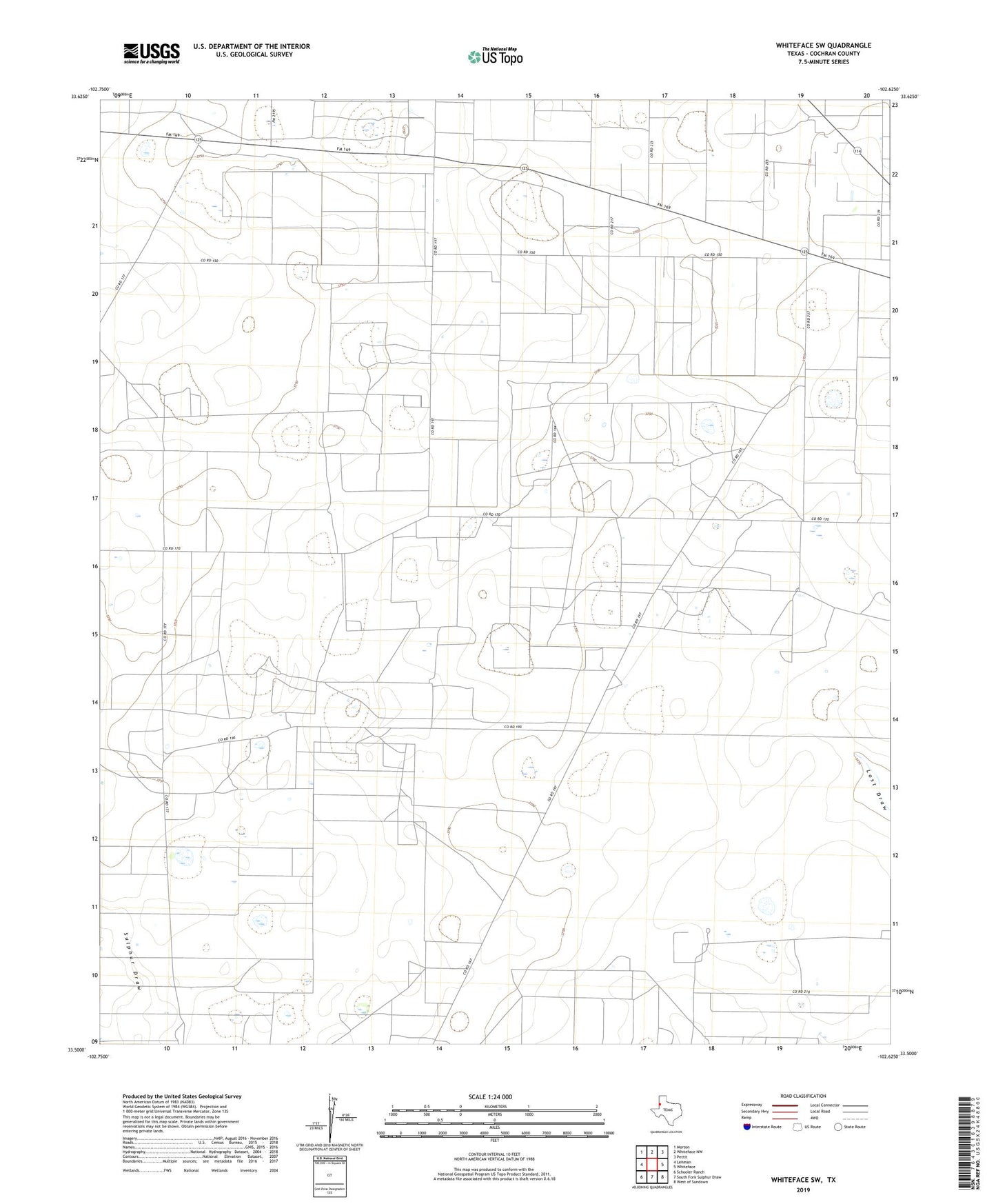 Whiteface SW Texas US Topo Map Image