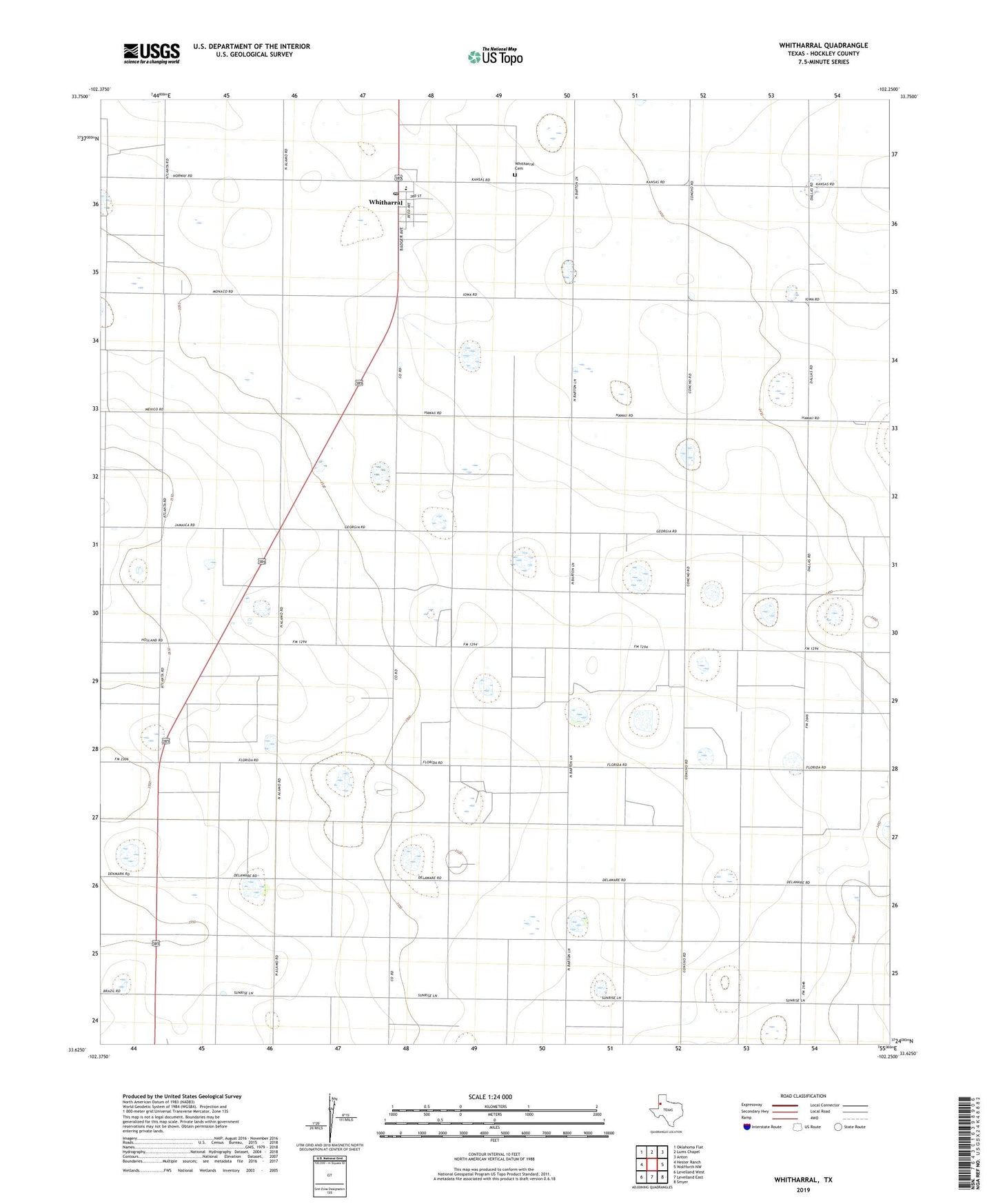 Whitharral Texas US Topo Map Image