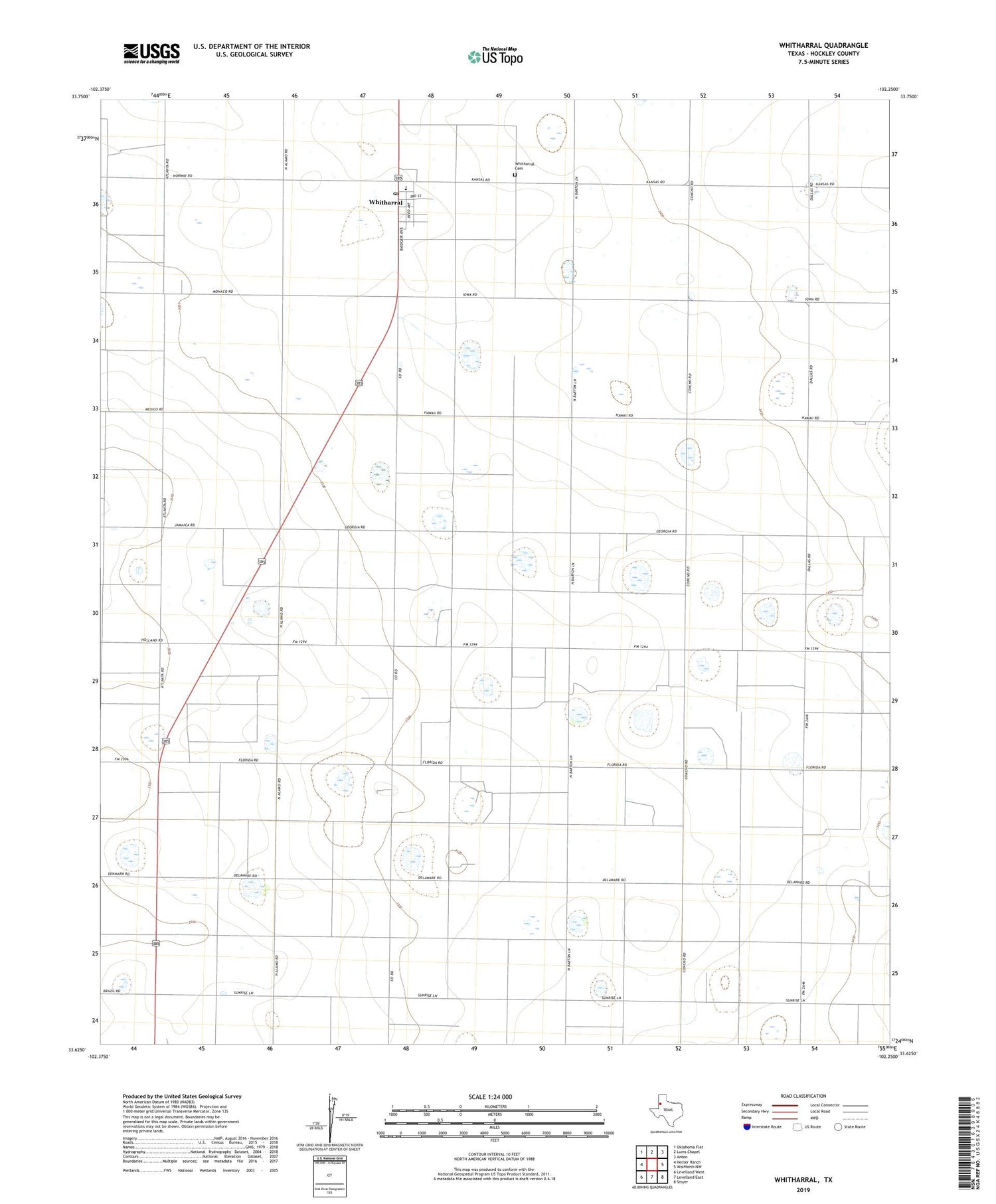 Whitharral Texas US Topo Map Image