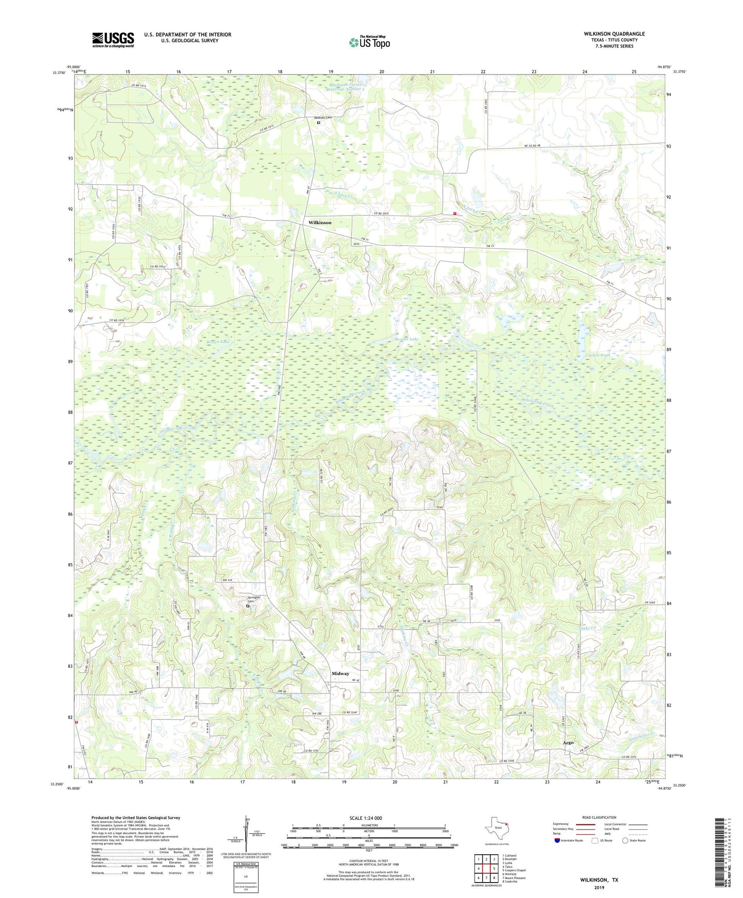 Wilkinson Texas US Topo Map Image