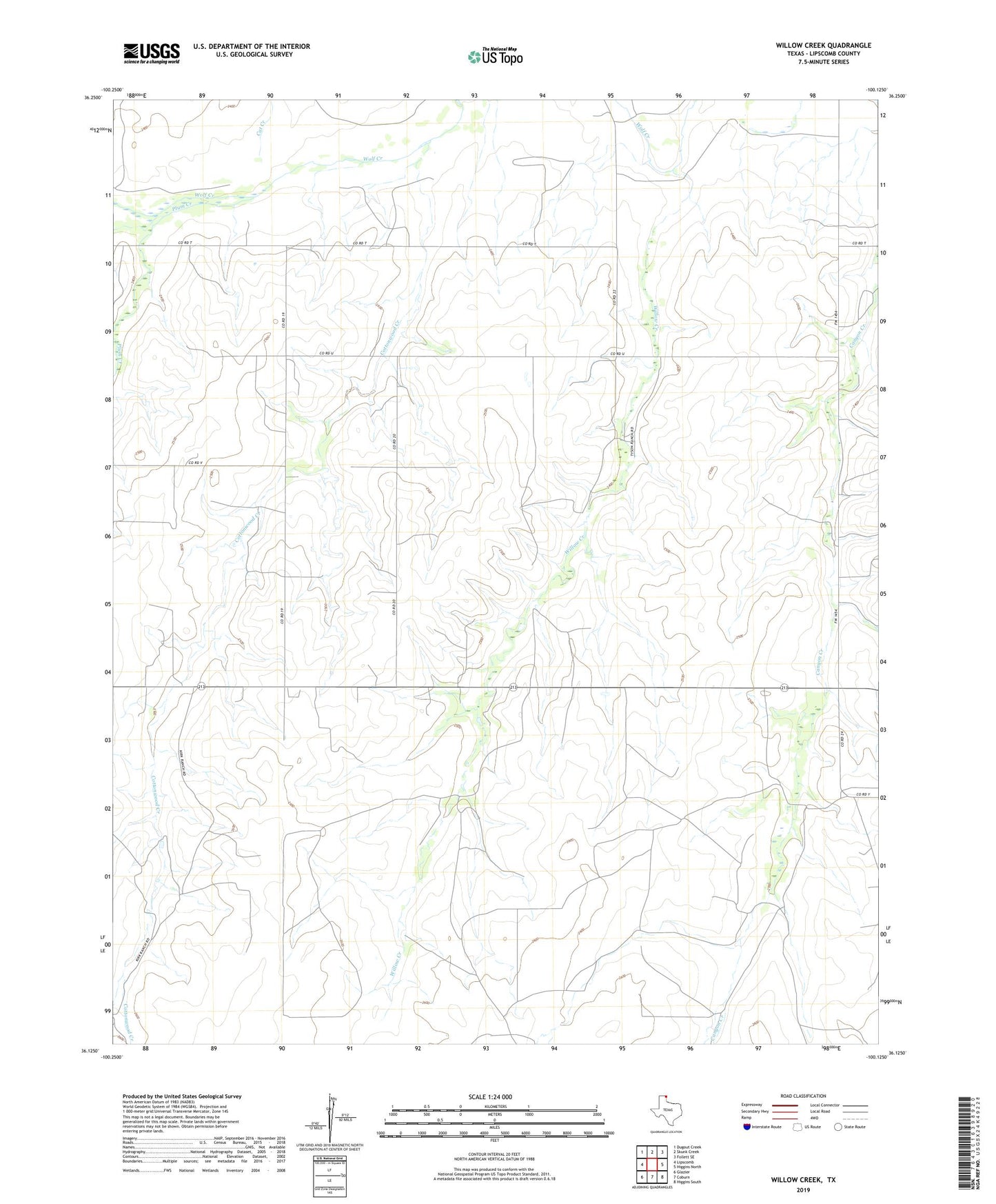 Willow Creek Texas US Topo Map Image