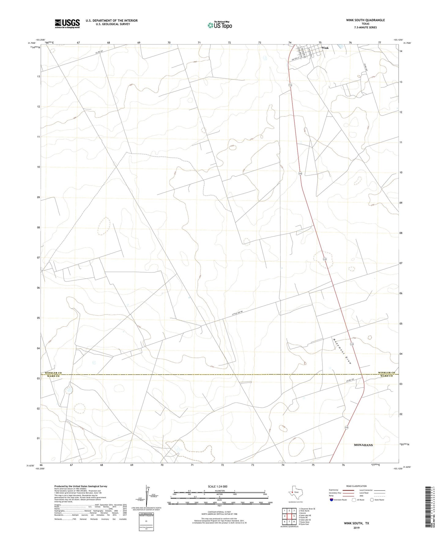 Wink South Texas US Topo Map Image