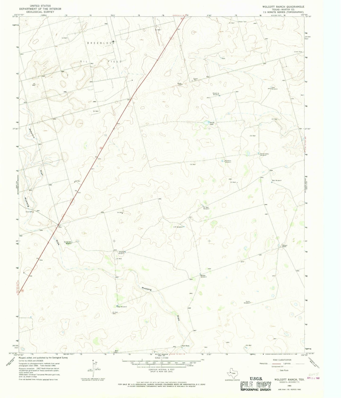 Classic USGS Wolcott Ranch Texas 7.5'x7.5' Topo Map Image