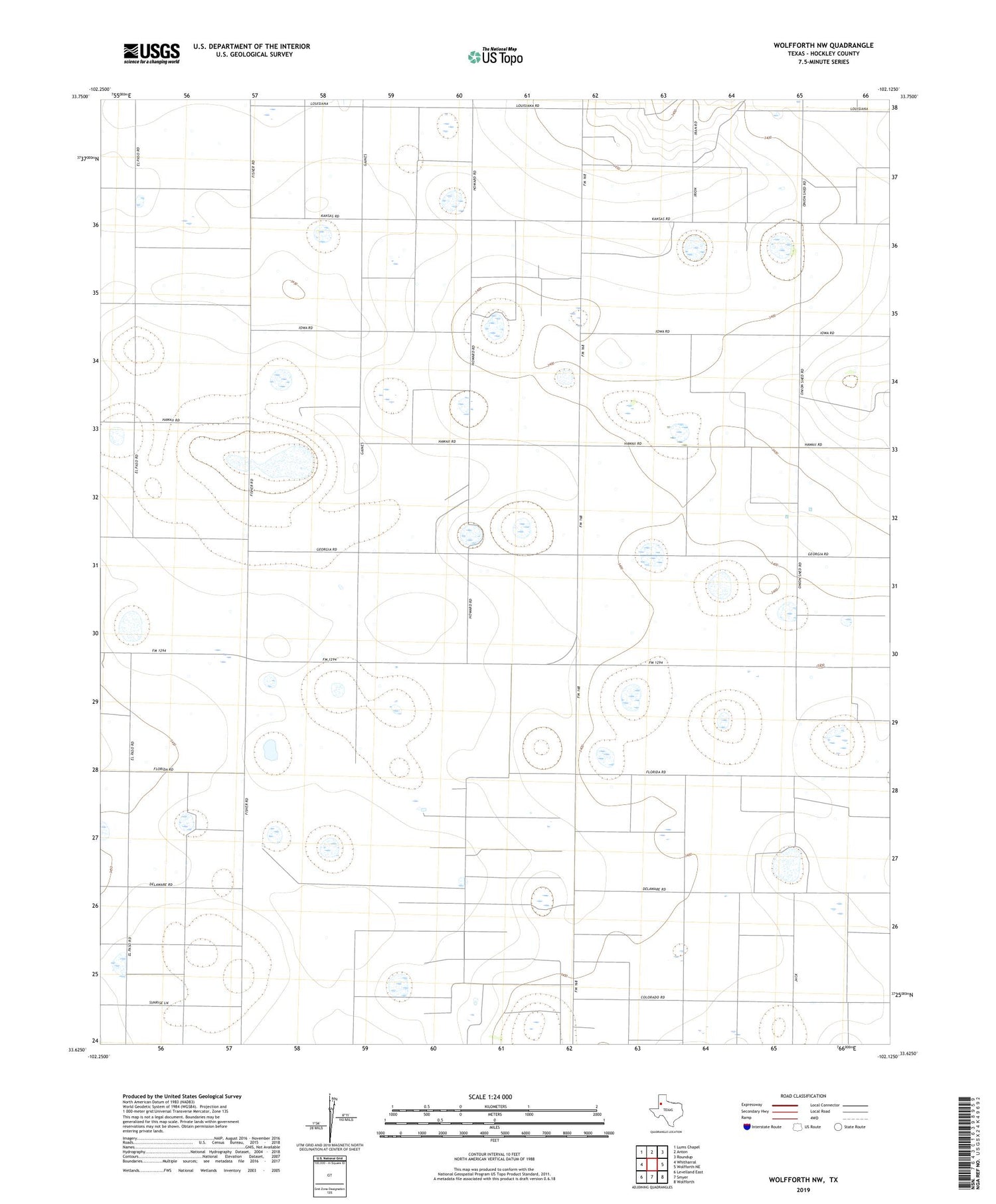 Wolfforth NW Texas US Topo Map Image