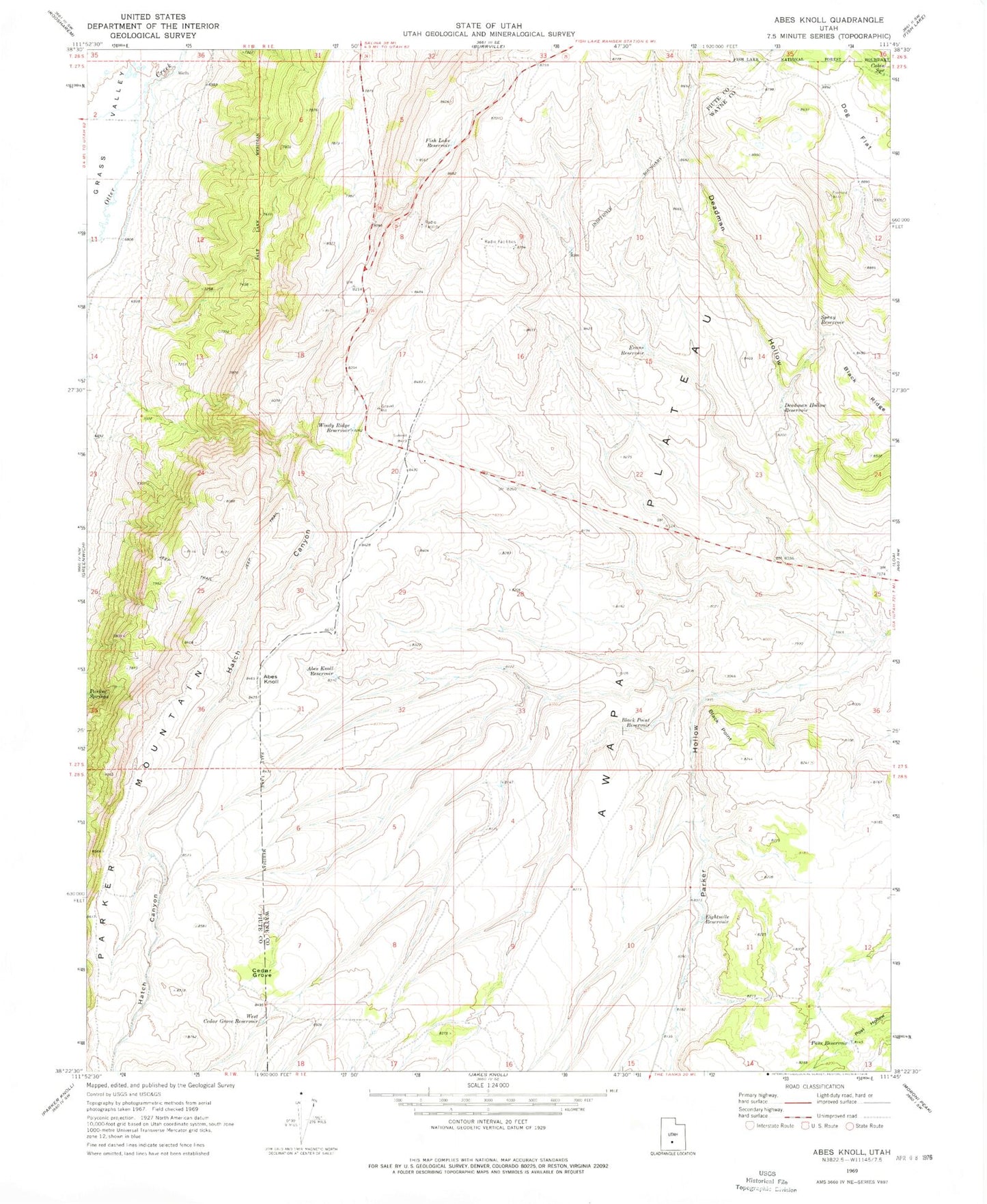 Classic USGS Abes Knoll Utah 7.5'x7.5' Topo Map Image