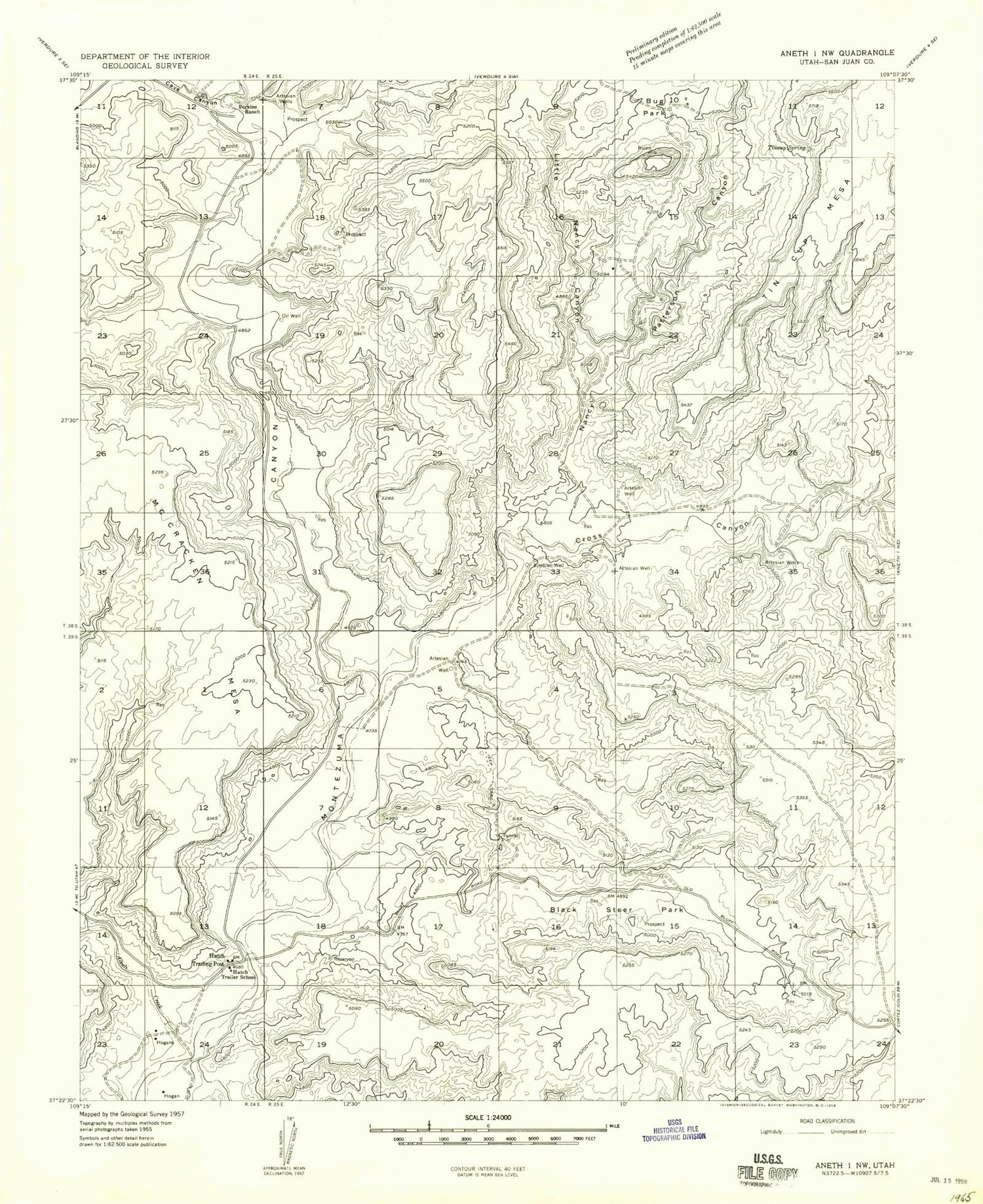 Classic USGS Hatch Trading Post Utah 7.5'x7.5' Topo Map Image