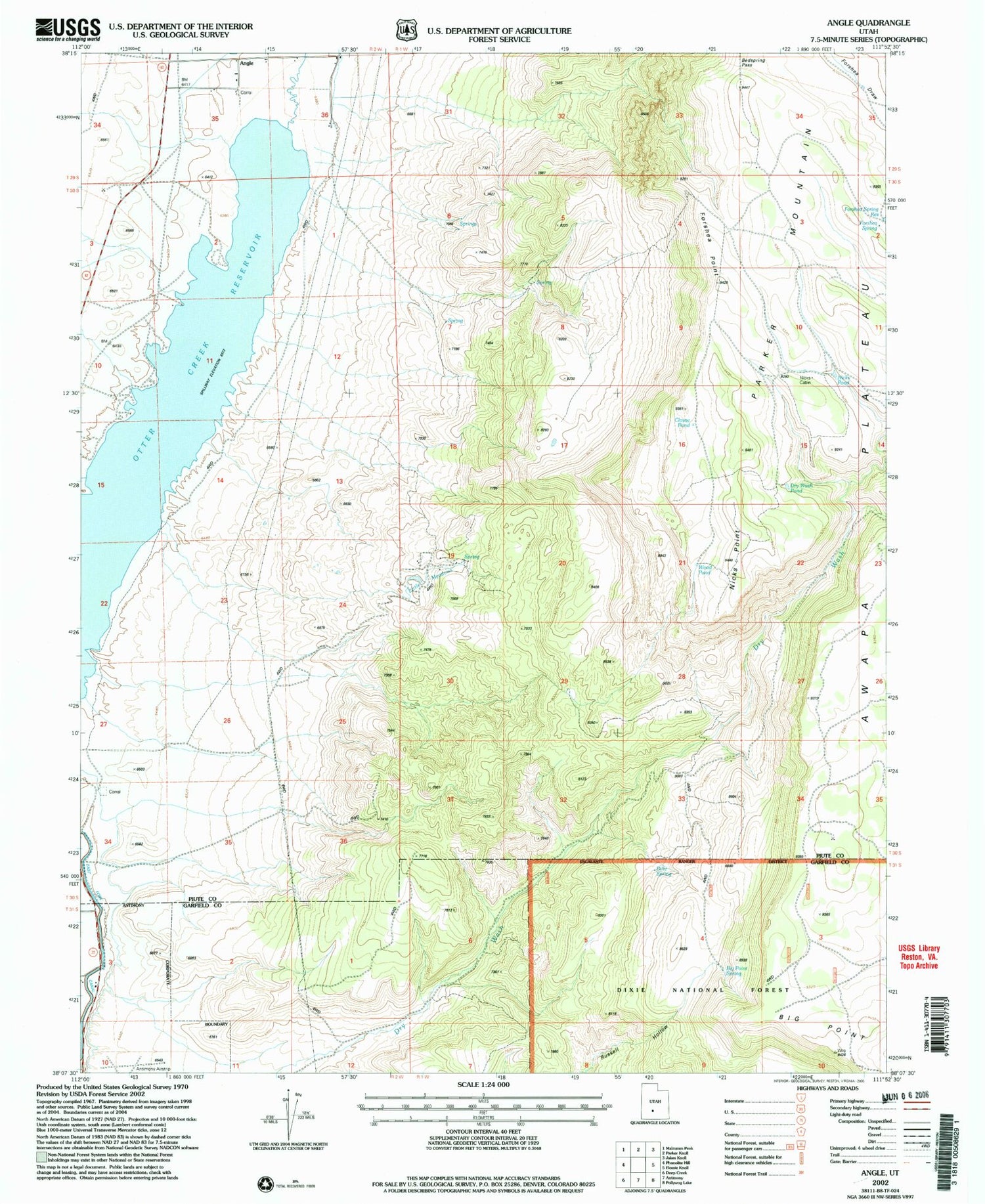 Classic USGS Angle Utah 7.5'x7.5' Topo Map Image
