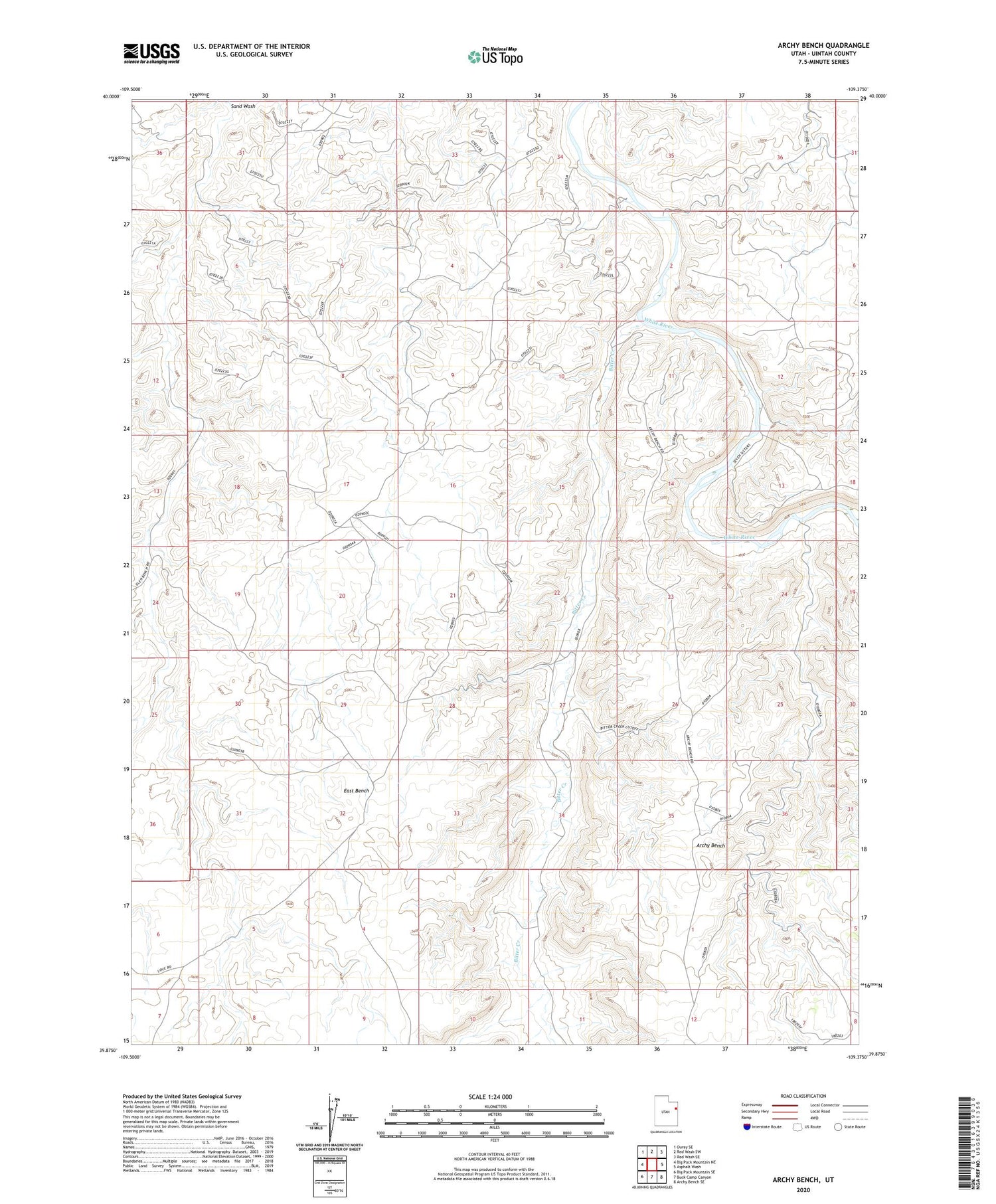 Archy Bench Utah US Topo Map Image