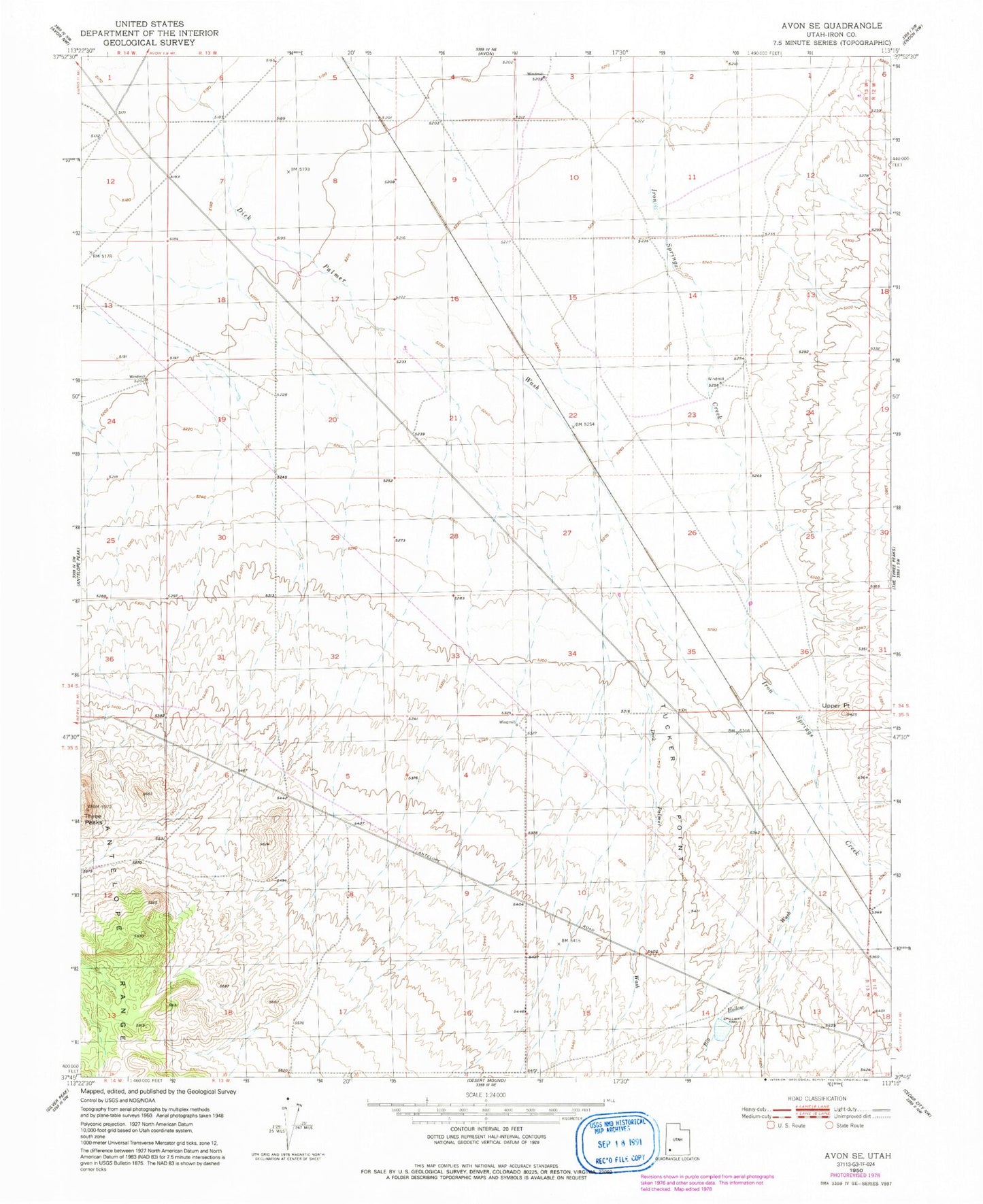 Classic USGS Avon SE Utah 7.5'x7.5' Topo Map Image