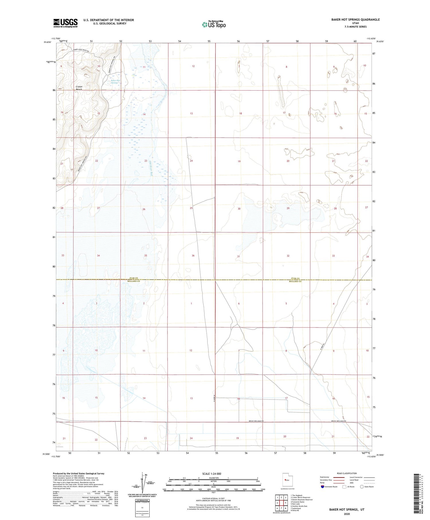 Baker Hot Springs Utah US Topo Map Image