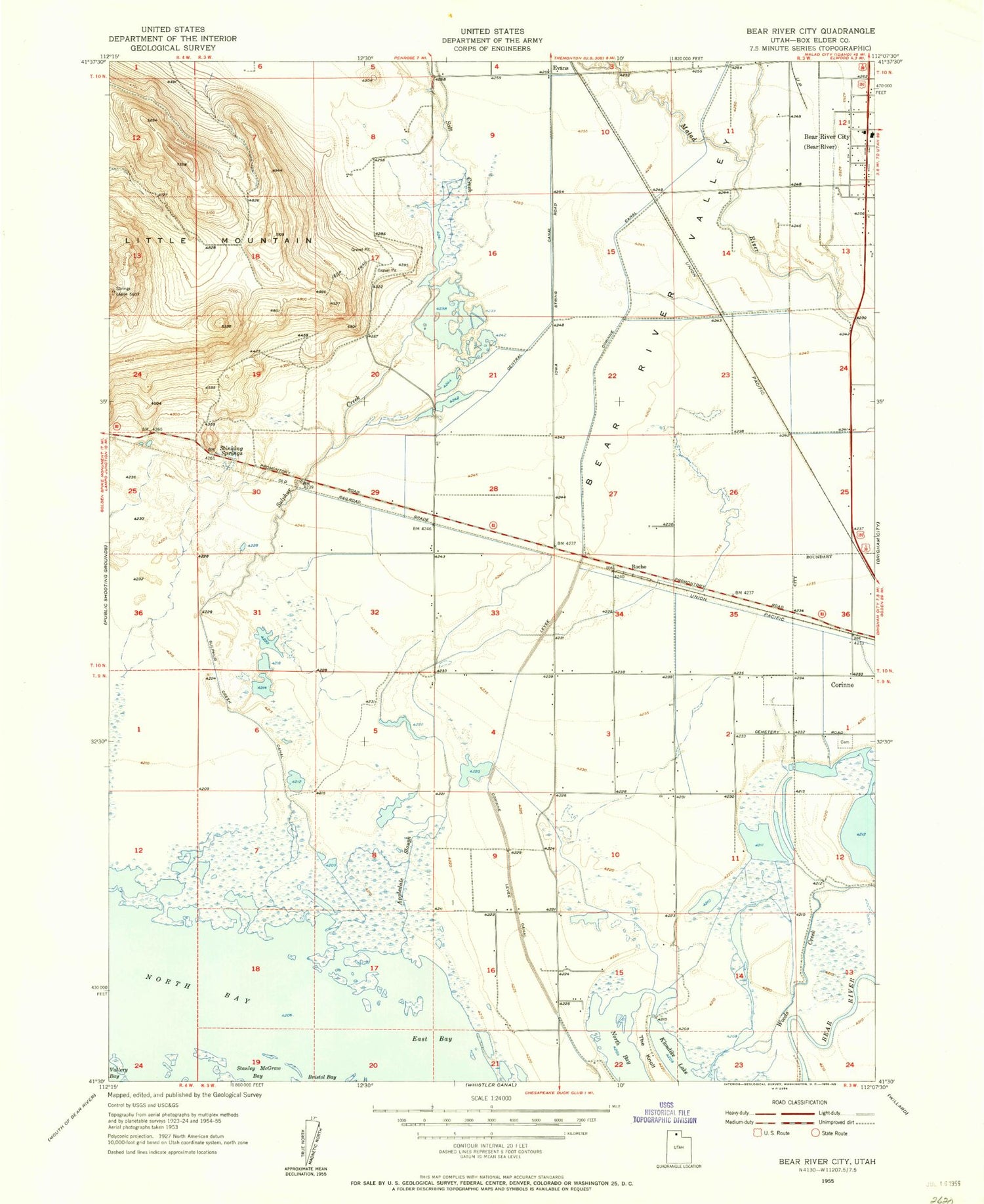 Classic USGS Bear River City Utah 7.5'x7.5' Topo Map Image