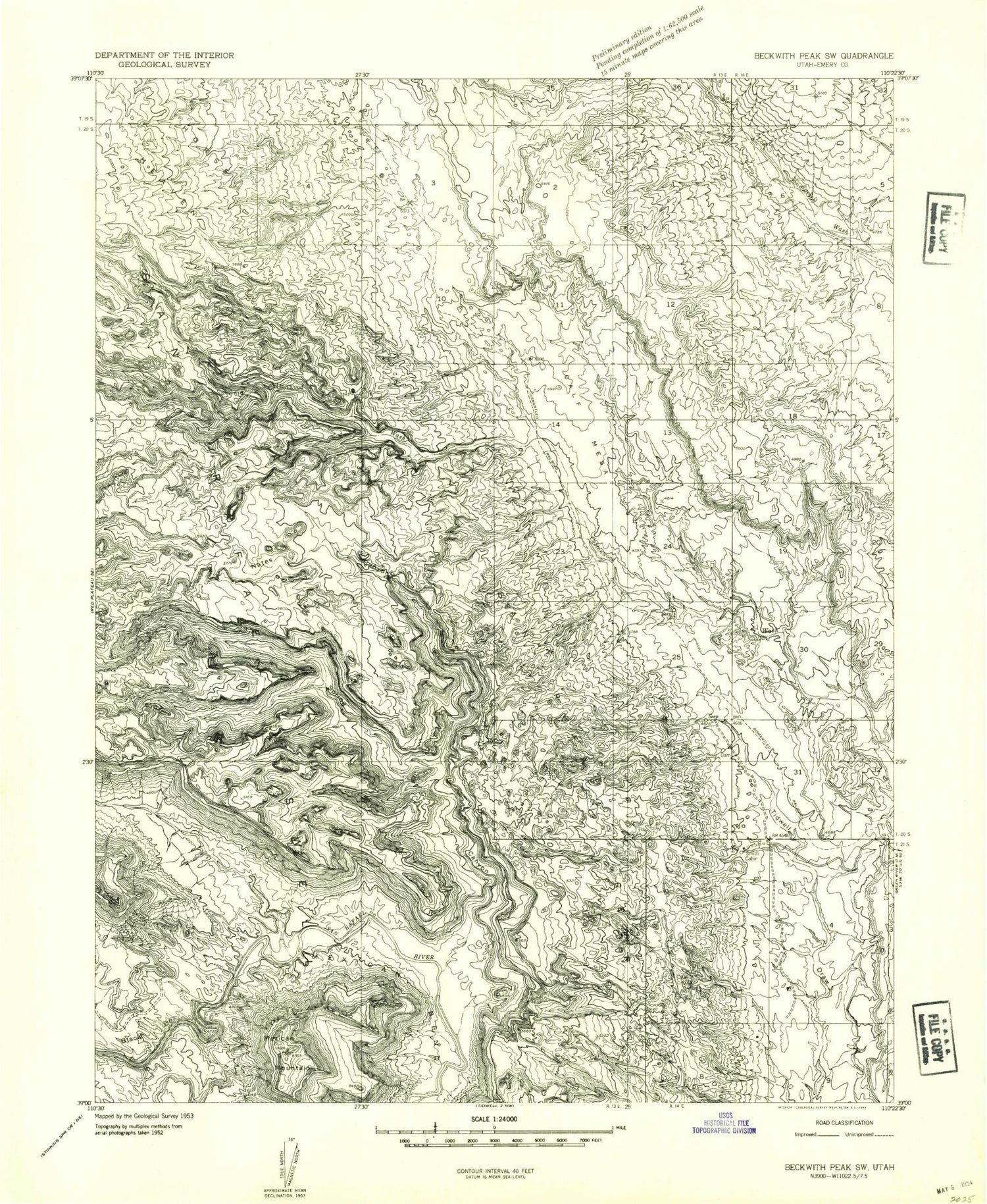 Classic USGS Mexican Mountain Utah 7.5'x7.5' Topo Map Image