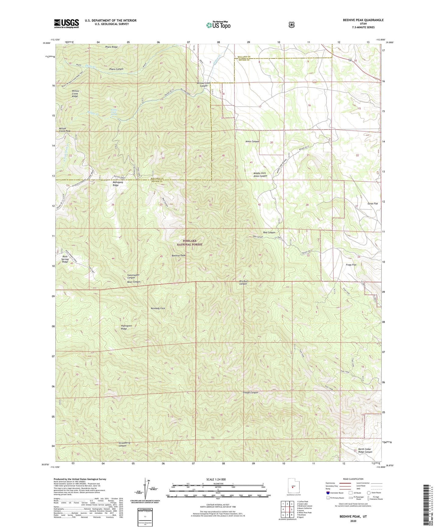 Beehive Peak Utah US Topo Map Image