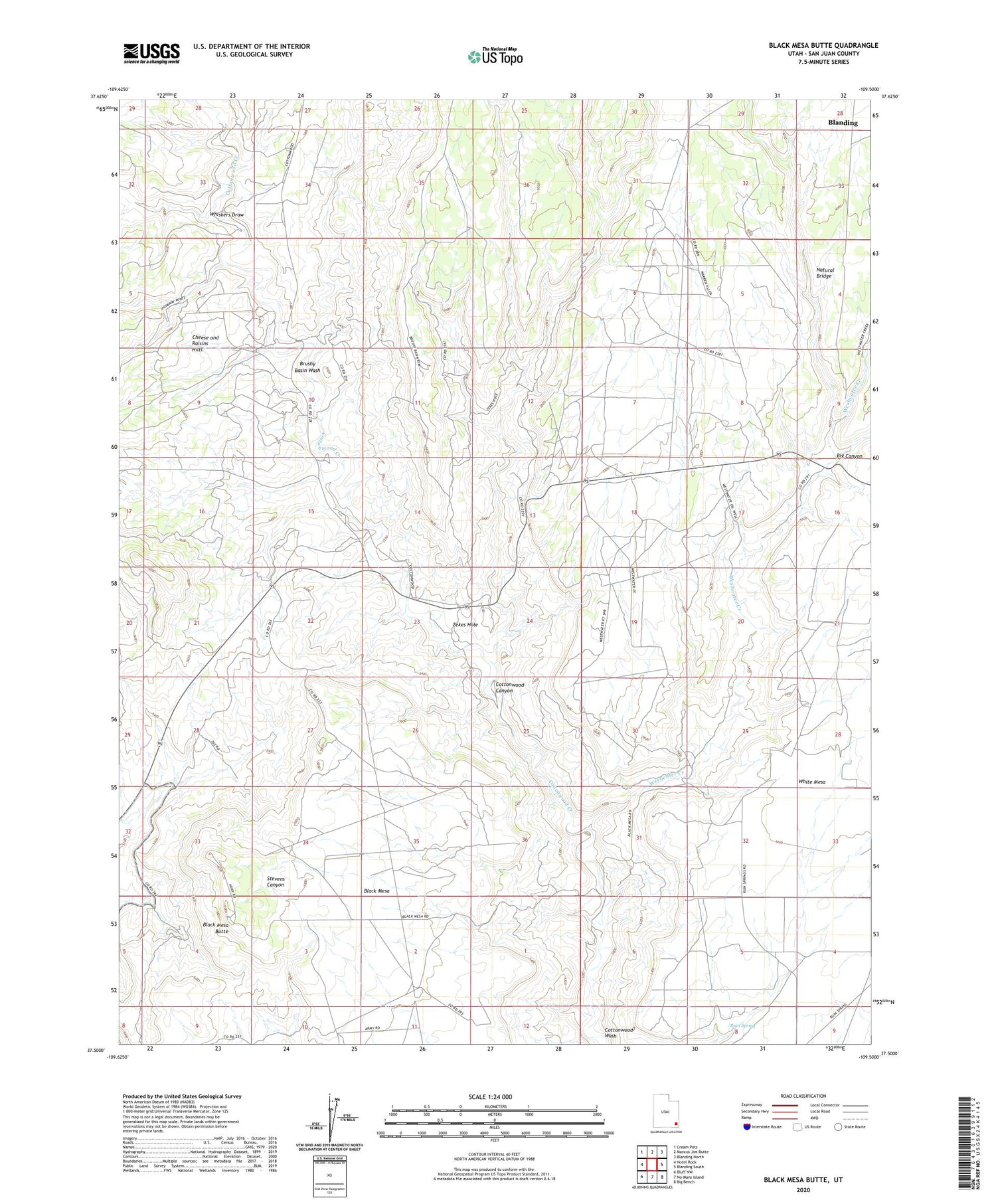 Black Mesa Butte Utah US Topo Map Image