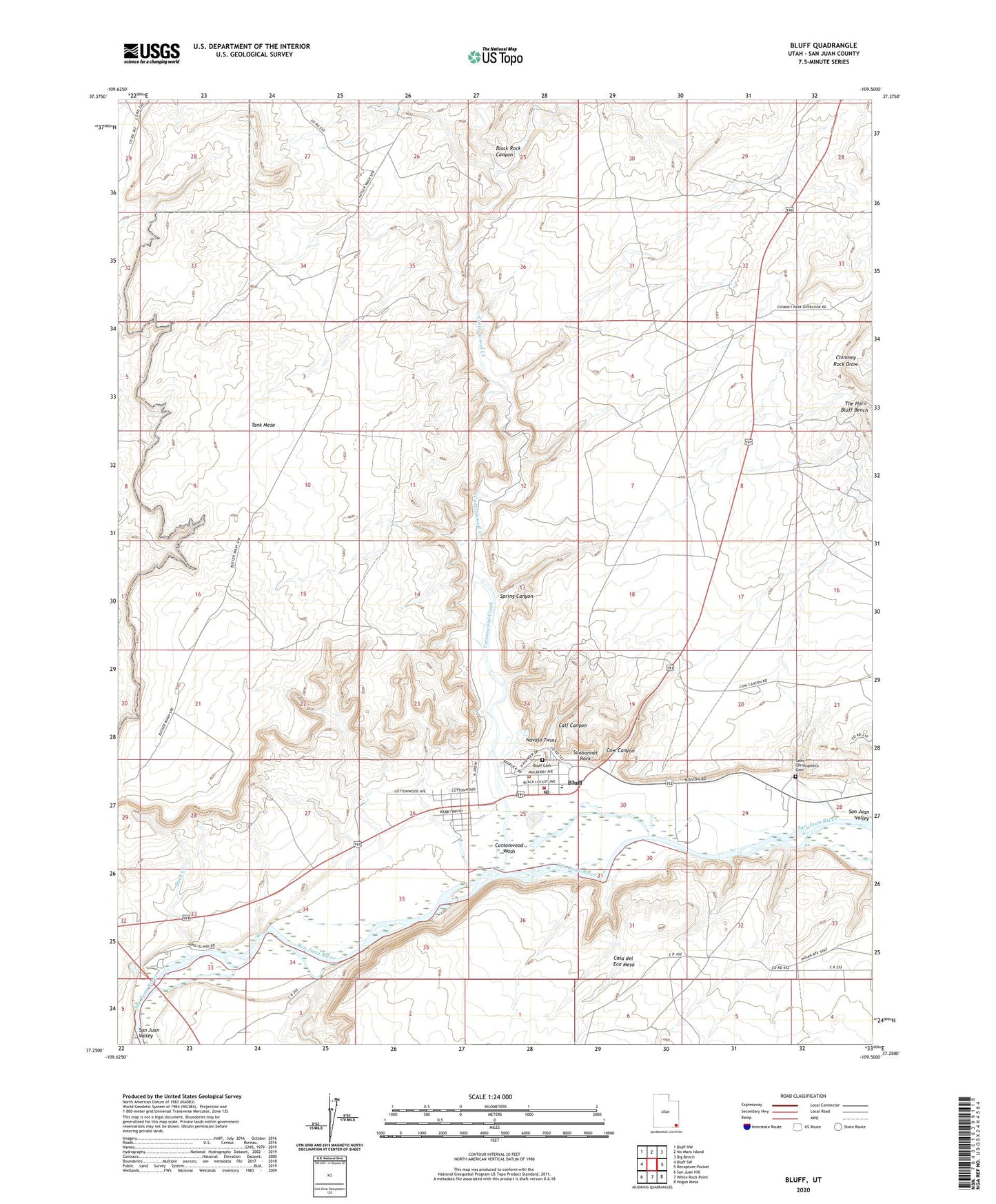 Bluff Utah US Topo Map Image