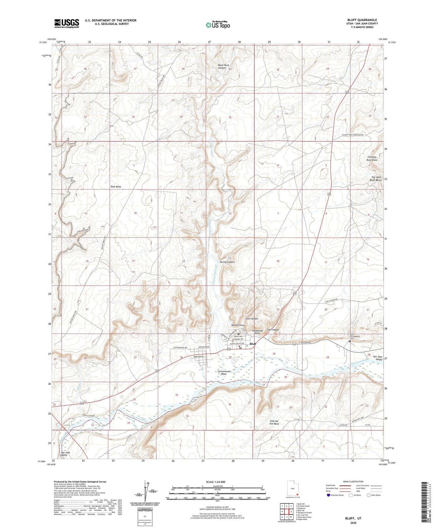 Bluff Utah US Topo Map Image