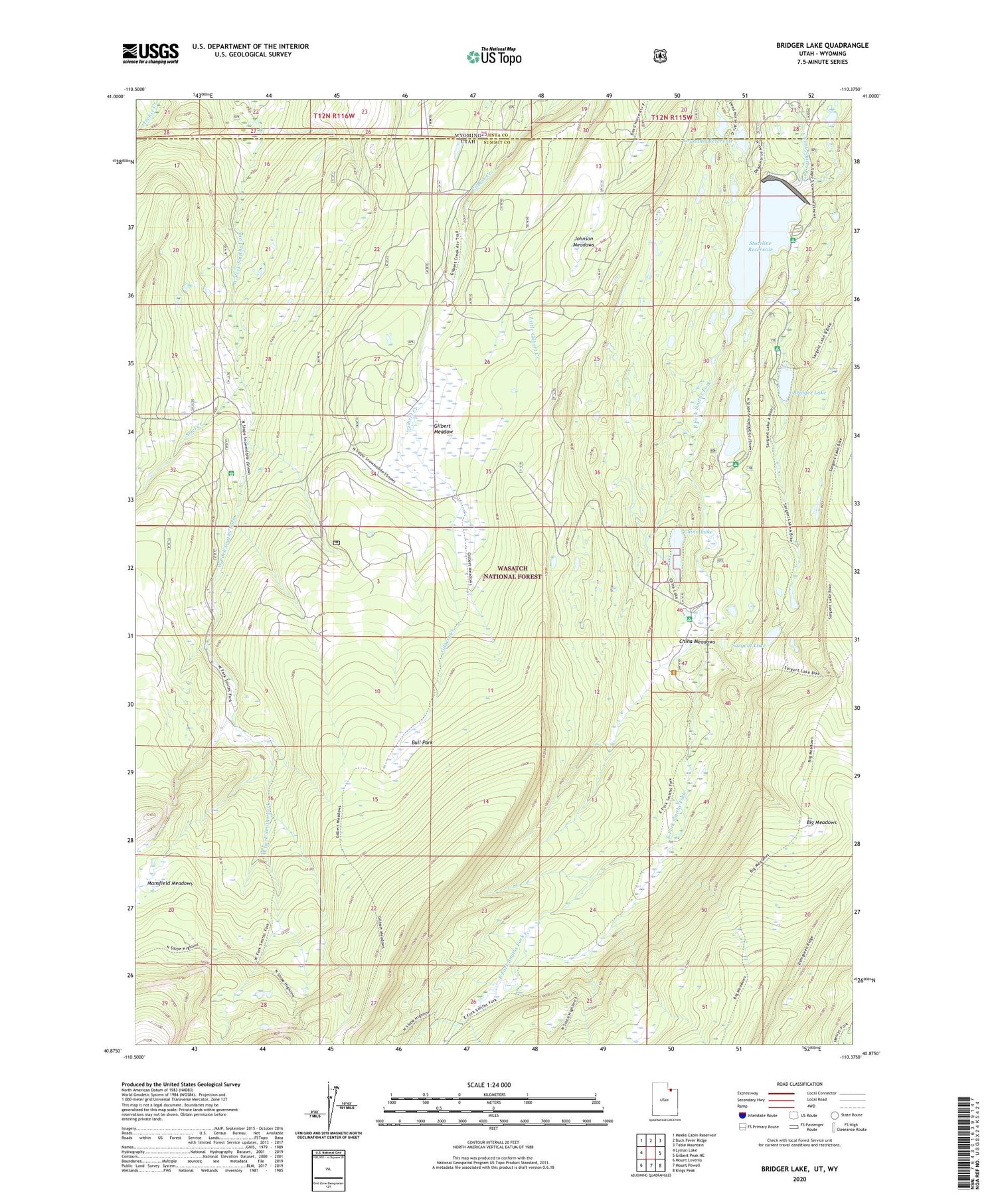 Bridger Lake Utah US Topo Map Image