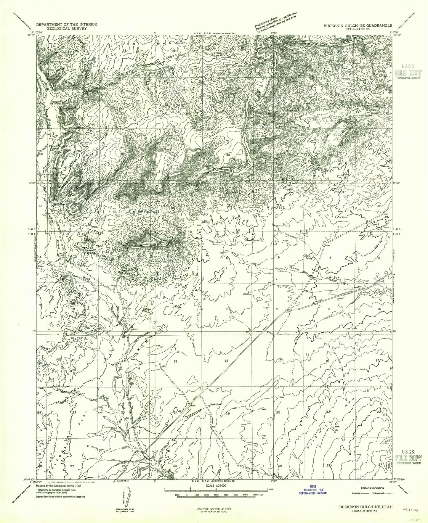 Classic USGS Eightmile Pass Utah 7.5'x7.5' Topo Map Image