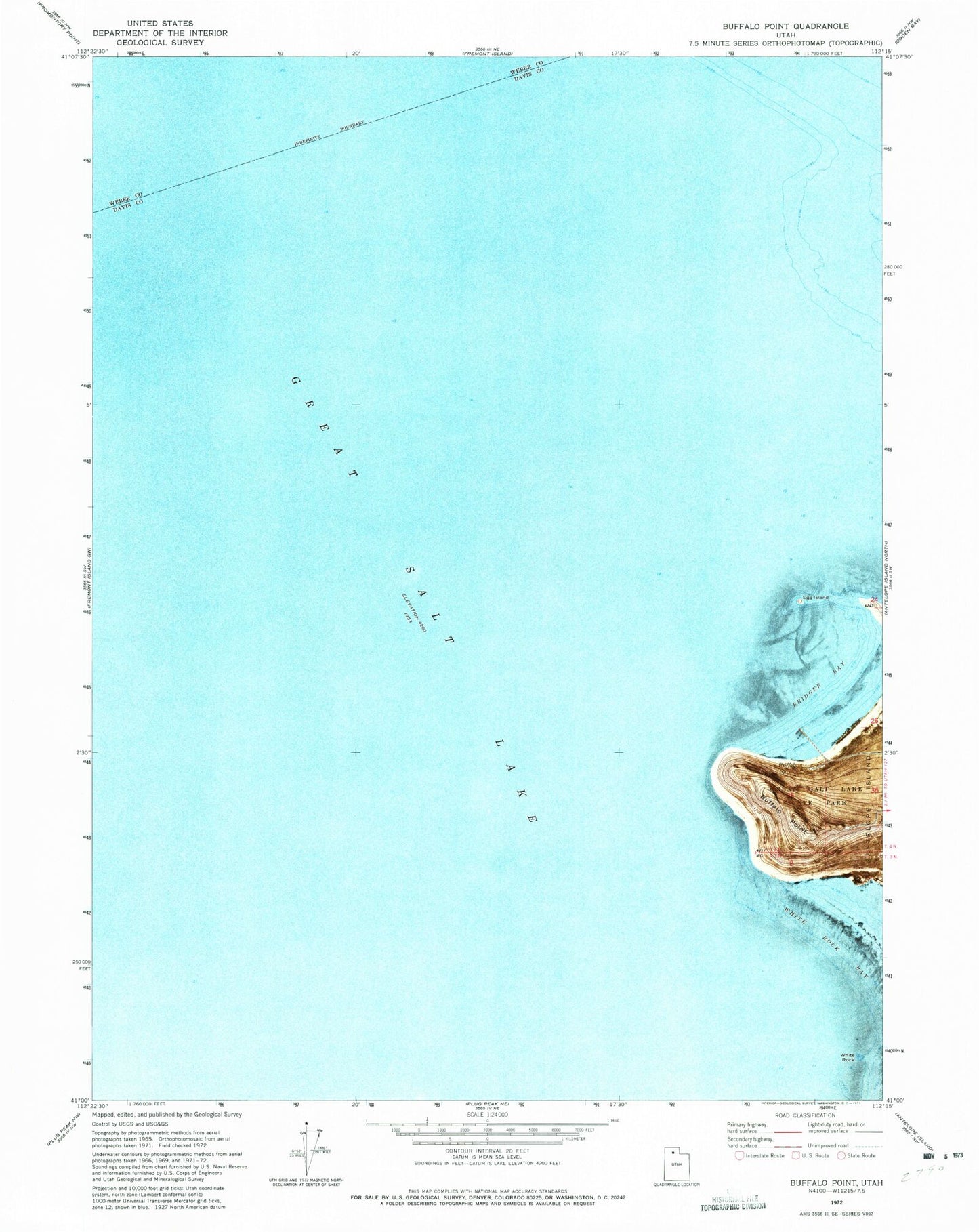 Classic USGS Buffalo Point Utah 7.5'x7.5' Topo Map Image